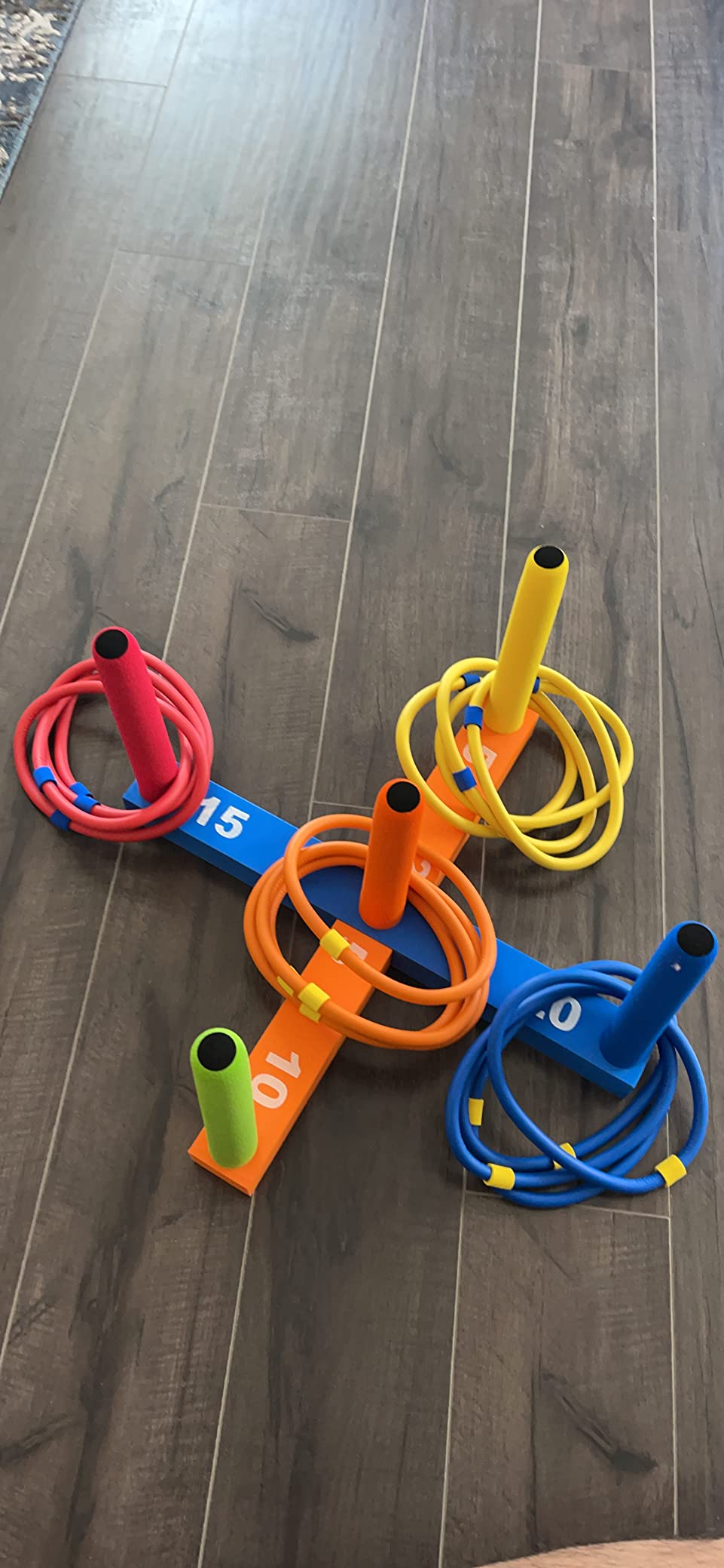 Ring Toss Game for Kids, Indoor & Outdoor Game for Family and Adults with 5 Poles, 2 Bases and 16 Rings in 4 Colors, Soft Foam Toy for Kids Backyard Ring Toss Fun customer photo 2