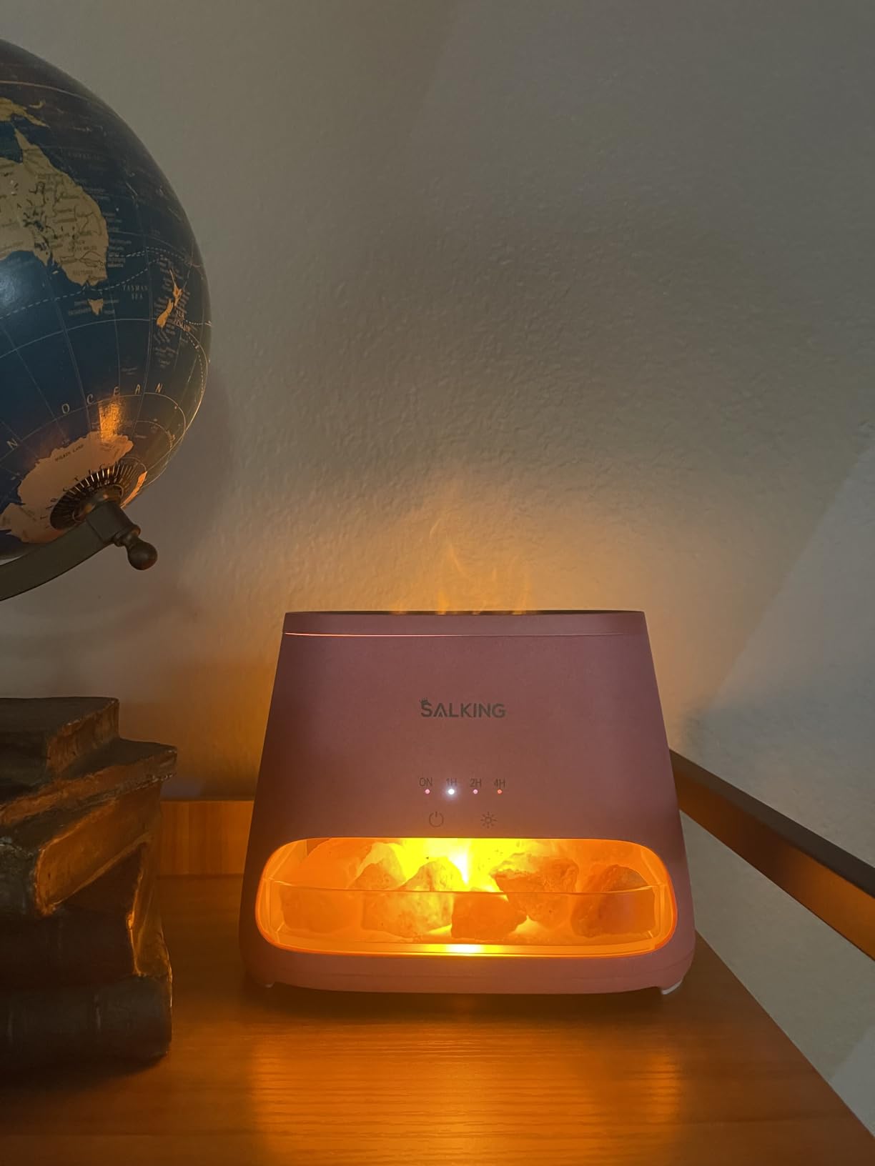 SALKING 2-in-1 Essential Oil Diffuser for Home & Himalayan Salt Lamp, 150ml | Ultrasonic Aromatherapy Diffuser, Cool Mist Humidifier with Auto Shut-Off, 100% Pure Himalayan Pink Salt Rock, Wooden Grain customer photo 1