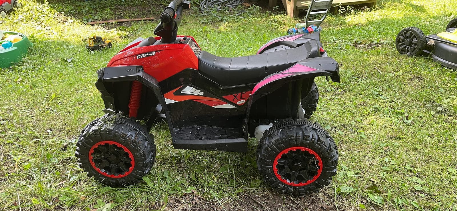 Aosom 12V Kids ATV Quad Car, 4 Wheeler, Forward & Backward Function, Red | Wear-Resistant Wheels, Music, Up to 3.7 MPH, Electric Ride-on ATV, for Toddlers Ages 3+ Years Old customer photo 2