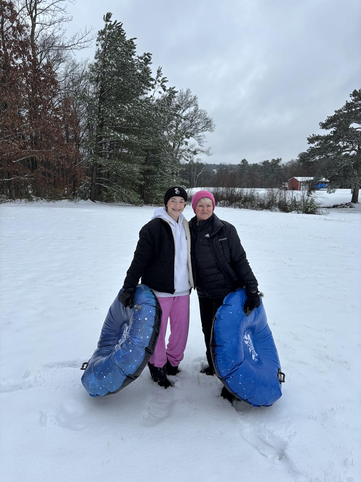 Snow Tube, WOLKEK 40 Inch 2Pack / 47 Inch 1Pack Snow Sled for Kids and Adult, Thickened Heavy Duty Hard Bottom Sleds for Snow with Handles, Winter Toys for Outdoor Sledding Snow Tube Sports customer photo 2