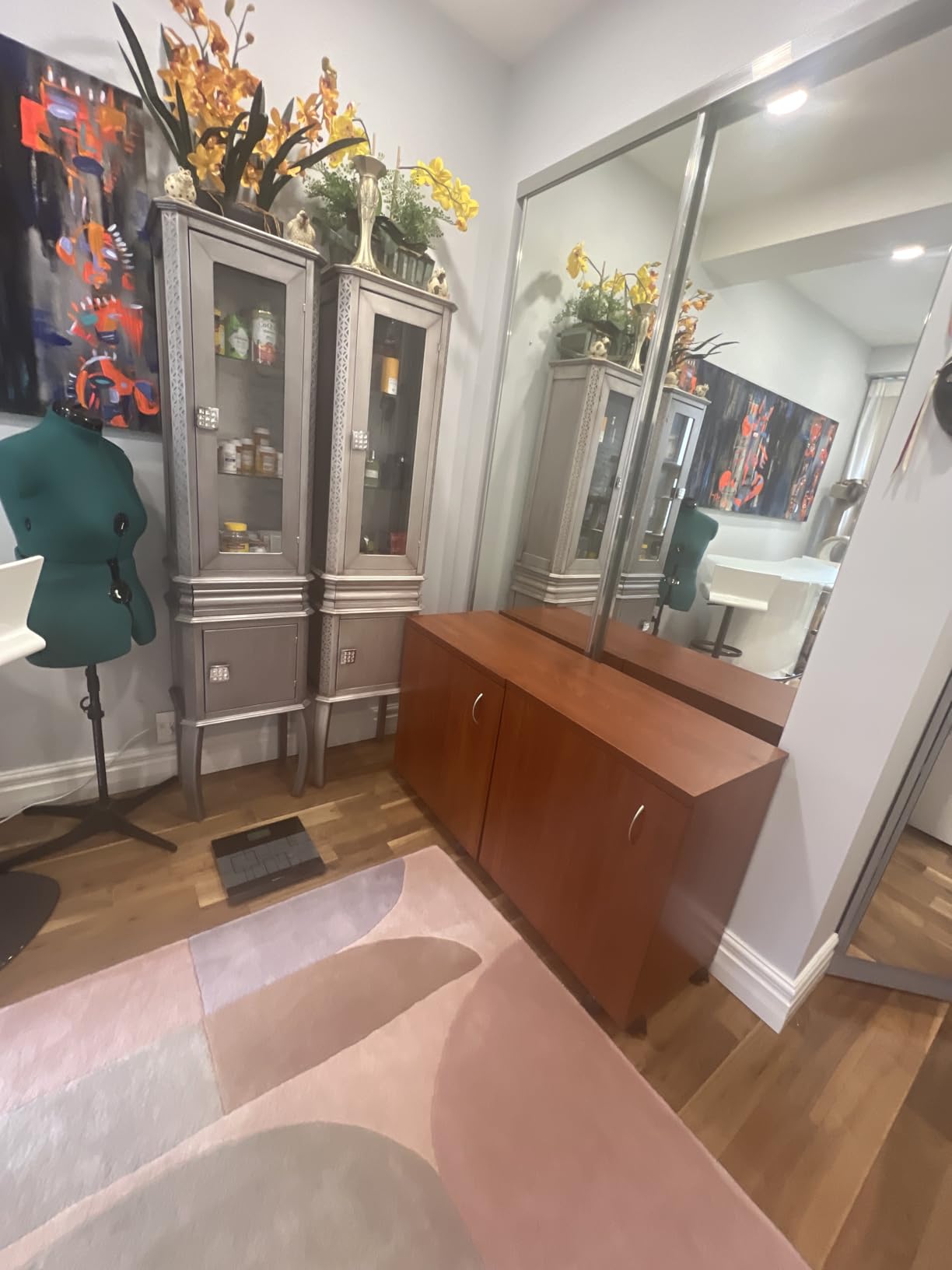 Arrow Sewing Classic Furniture Judy Sewing Cabinet: Portable, Folding, Compact, Locking Wheels, with Storage Bin and Hydraulic Machine Lift - Teak customer photo 1