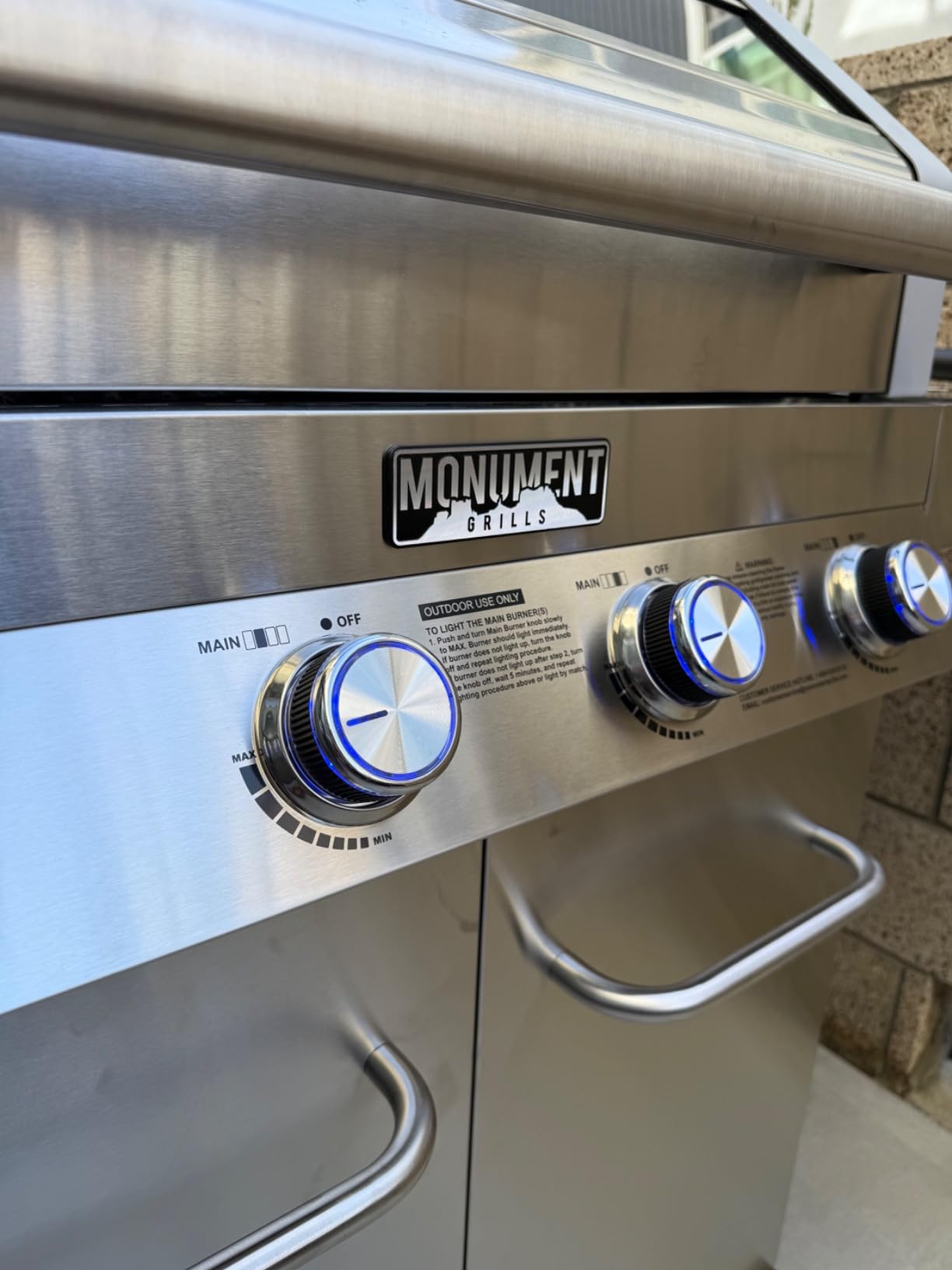 Monument Grills Larger 4-Burner Propane Gas Grills Stainless Steel Cabinet Style with Infrared Side Sear & Side Burners Knob Controls Built-In Thermometer with Stainless Steel Rotisserie Kit customer photo 1