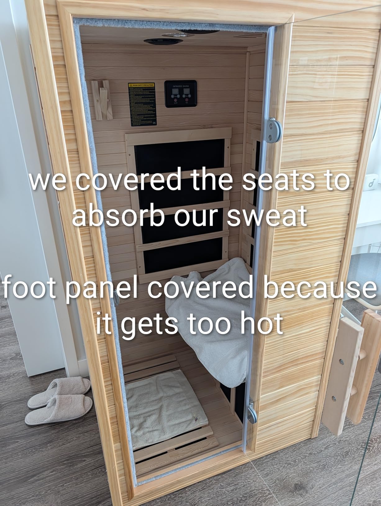 Homsido Infrared Home Sauna Room 1 Person Hemlock Wooden Indoor Dry Sauna, Low EMF 1200W/110V Heaters Panels, LCD Control Panel, 10 Minutes Pre-Warm up customer photo 2