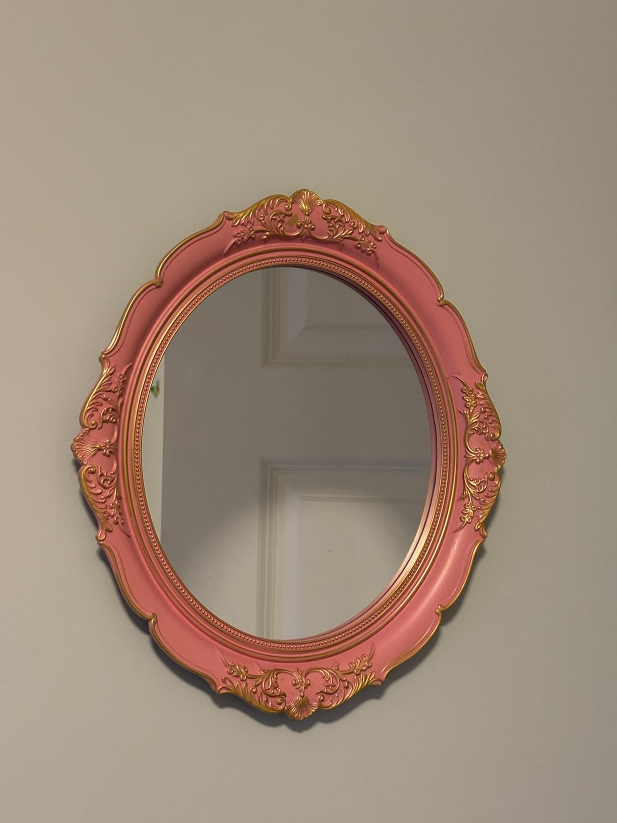 YCHMIR Vintage Decorative Wall Mirror 14.8 x 13.1 Inch Oval Mirror (Green) customer photo 2