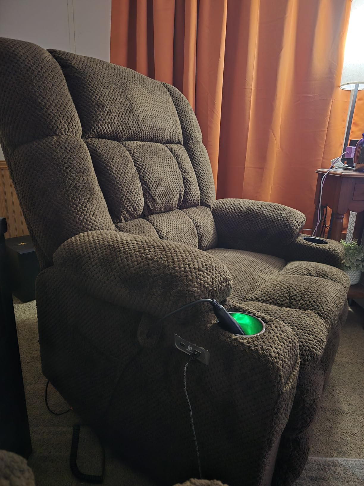 MCombo Dual Motor Power Lift Recliner Chair with Massage and Heat for Elderly People, Infinite Position, USB Ports, Cup Holders, Fabric 7890 (Medium, Mocha) customer photo 1