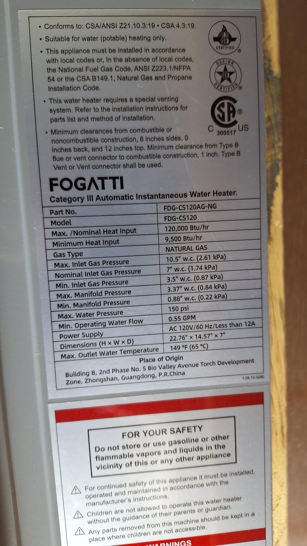 FOGATTI Tankless Water Heater Natural Gas Outdoor On Demand CSA Certified | Max 5.1GPM 120,000BTU Instant Water Heater Whole House 2-4 outlets points ±1°F Water Servo Precision Smart Digital Display customer photo 2