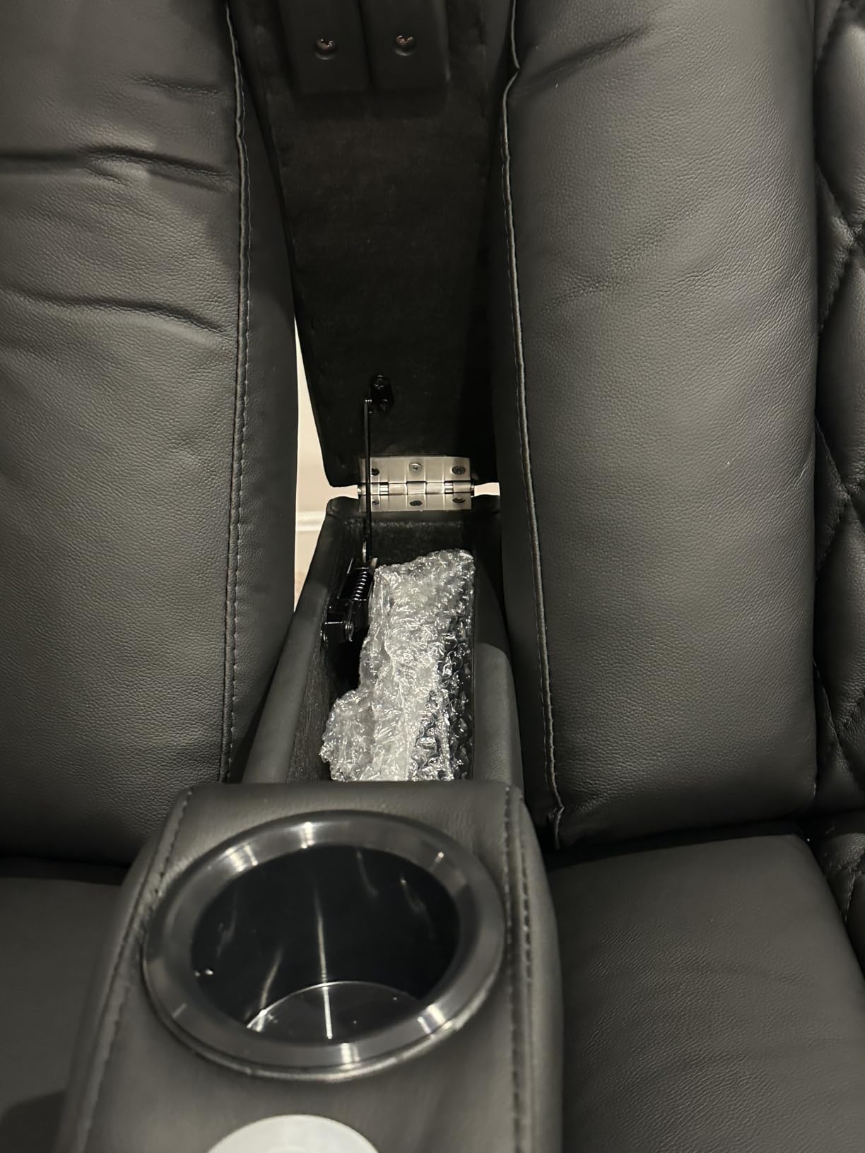 Weilianda Home Theater Seating, Top Grain Leather Movie Theater Chair | Black Row of 1, Zero Gravity, Power Headrest, Tray Table, Electric Reclining Seat for Media Room customer photo 2