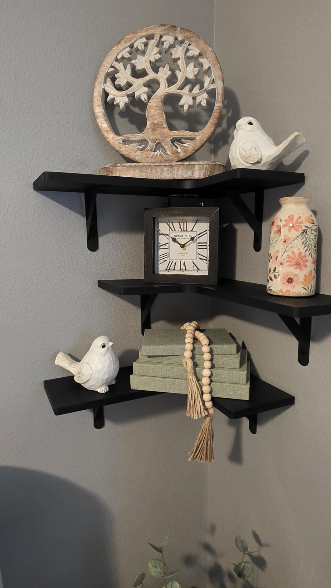 Fixwal Corner Shelves Wall Mounted Set of 5, Floating Shelves for Wall Bathroom, Kitchen, Bedroom, Home Decor, Laundry Room, Living Room (Black) customer photo 2