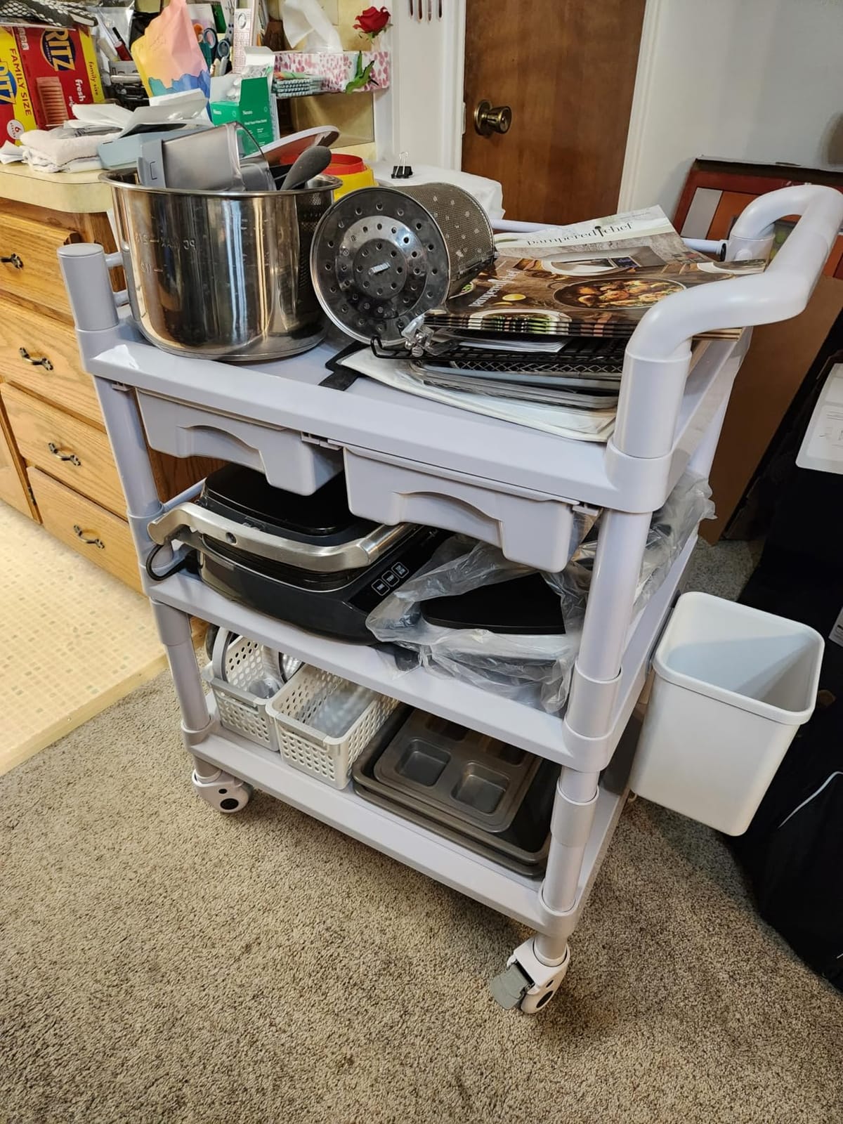 Mobile Medical Cart 3-Tier Professional Utility Cart 330 LBS Max Load | Rolling Crash Cart Ultrasound Trolley, With Wheels Drawers Sharps Box Storage Basket, For Hospital Dental Clinic Home customer photo 1
