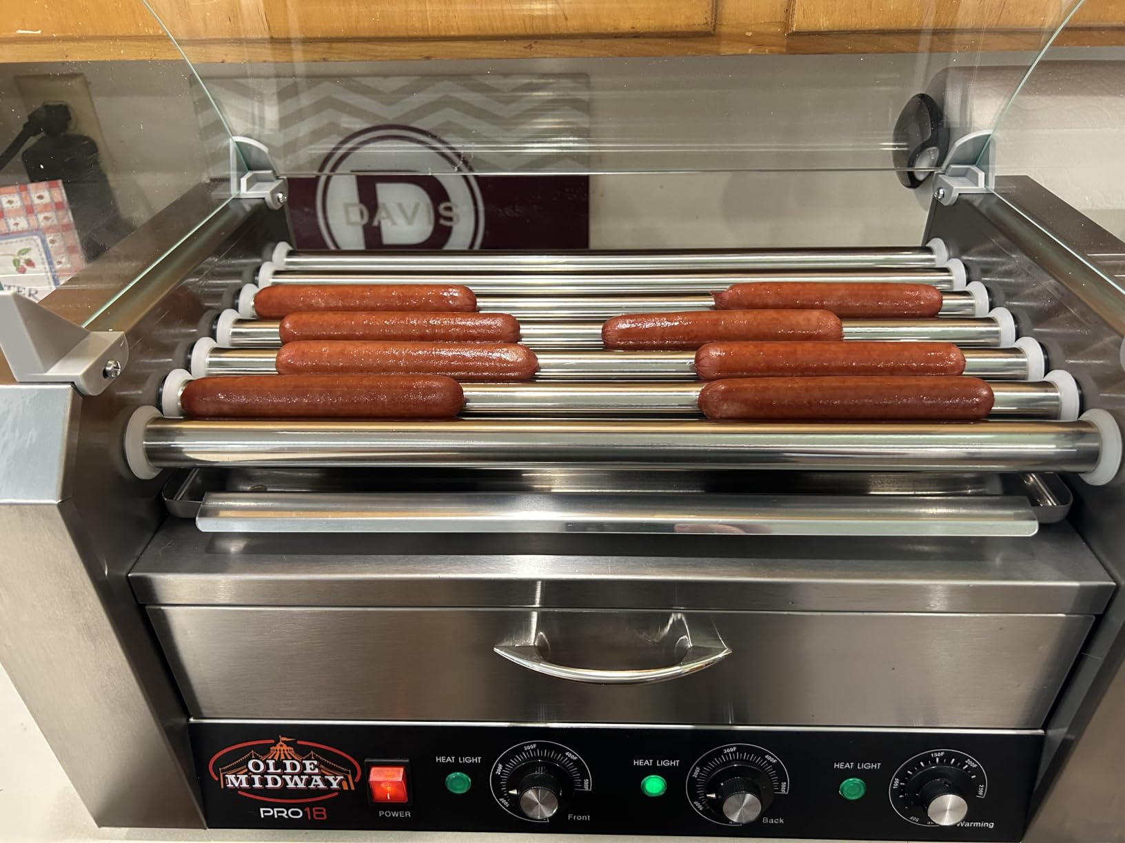 Olde Midway Electric 18 Hot Dog 7 Roller Grill Cooker Machine with Bun Warming Drawer and Cover - Commercial Grade, Stainless Steel customer photo 1
