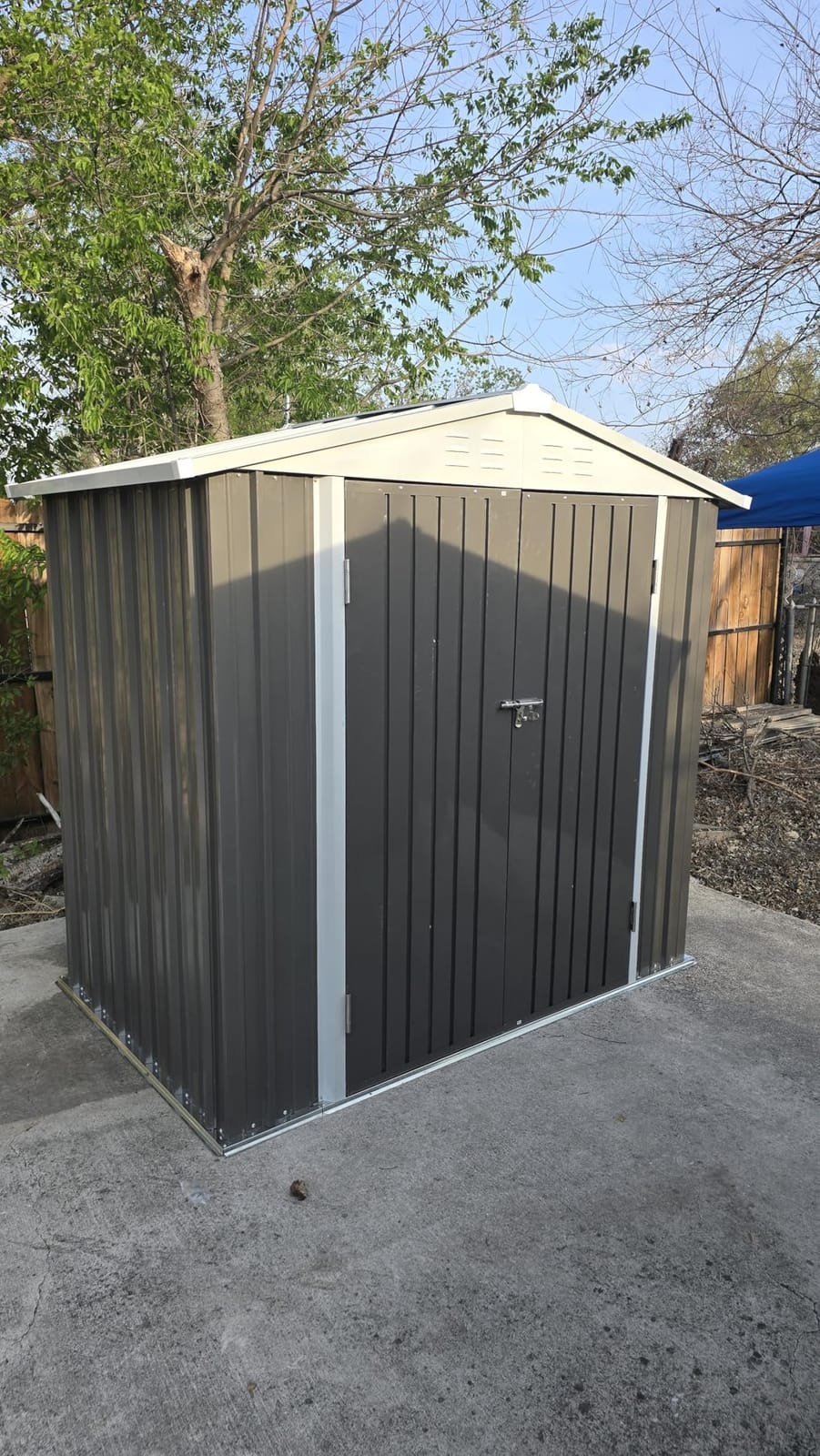 Patiowell 6x4 FT Outdoor Storage Shed, Garden Tool Storage Shed | with Sloping Roof and Double Lockable Door, Outdoor Shed for Garden Backyard Patio Lawn, Brown customer photo 1