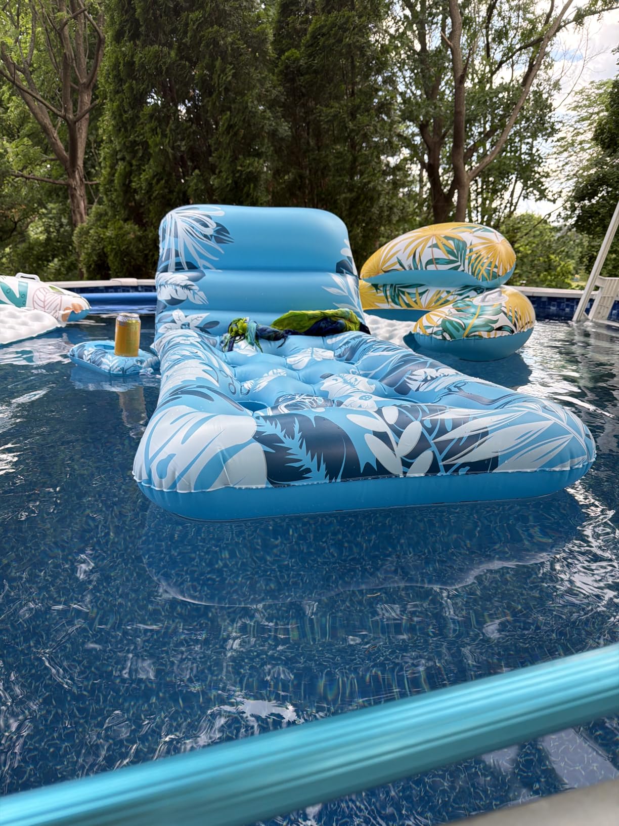 Jasonwell Inflatable Pool Float Adult - Pool Floaties Lounger Floats Floating Chair Raft with Adjustable Backrest Cup Holders Water Floaty Lake Lounge Tanning Floats Beach Party Toys for Adults customer photo 1
