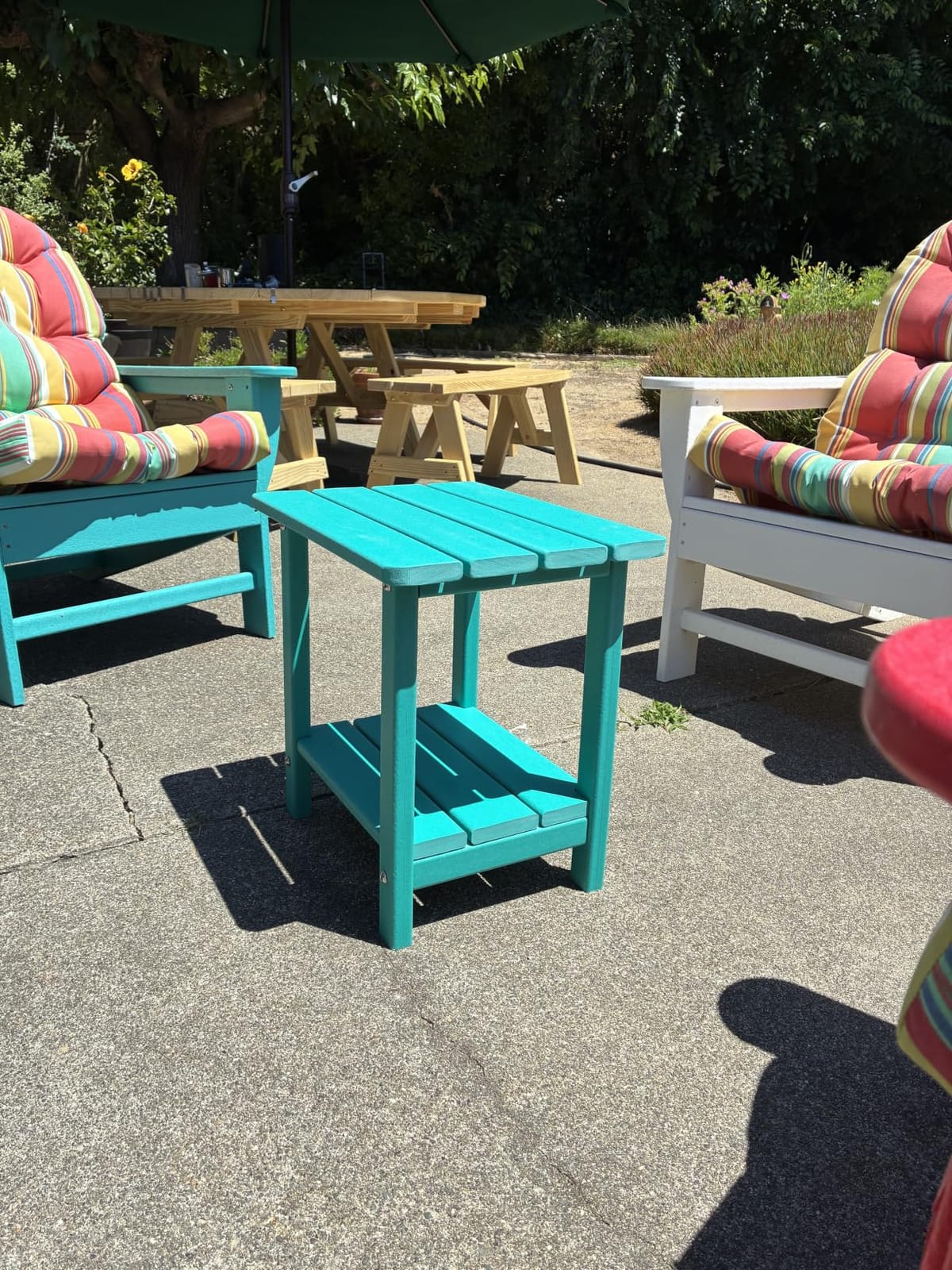 Apolimi Adirondack Outdoor Side Table, 2-Tier Sturdy Patio End Table Weather Resistant, 16.5