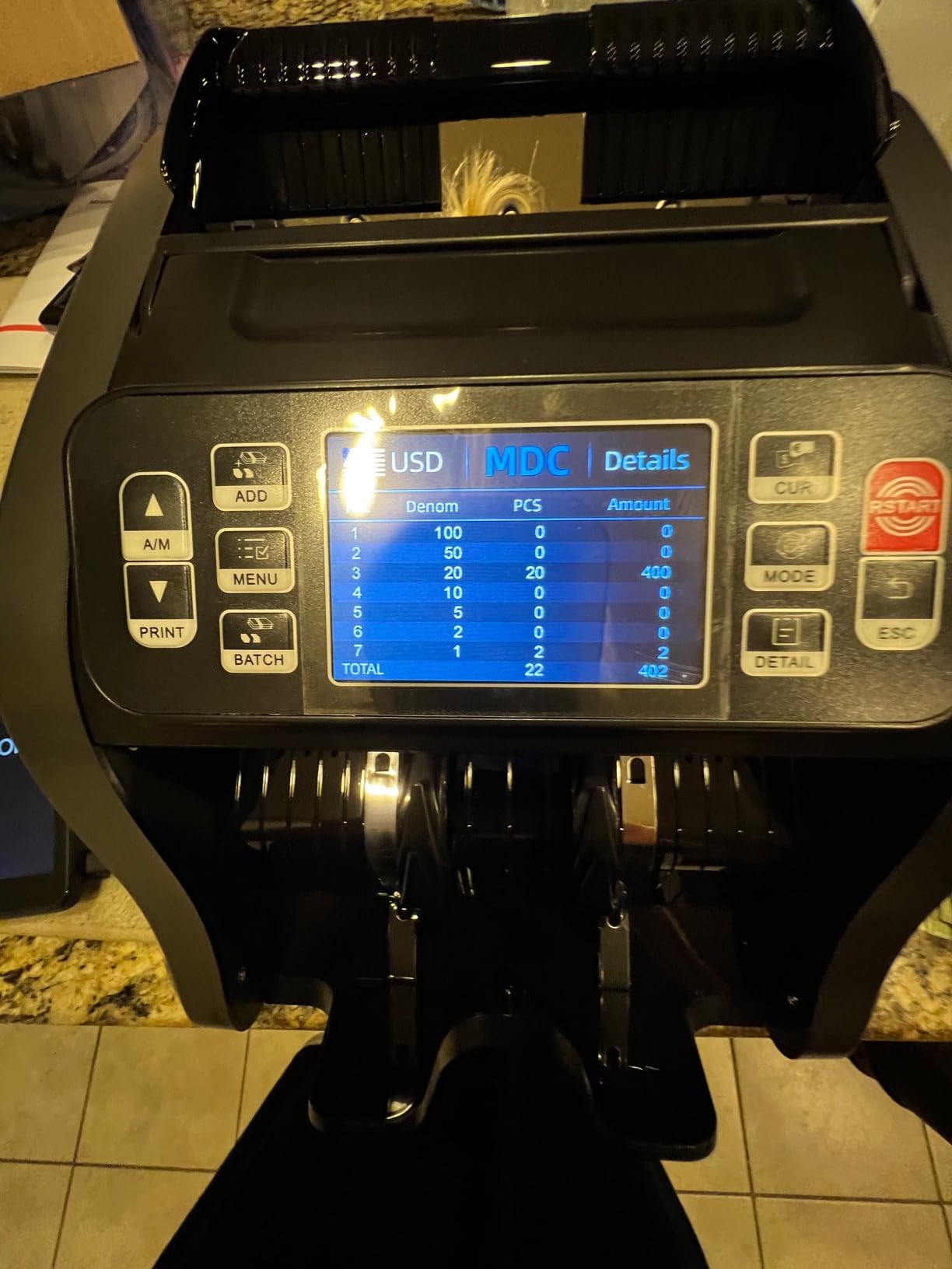 Aneken N60 Mixed Denomination Money Counter Machine, Value Counting, UV/MG/IR/DD Counterfeit Detection, 3.5