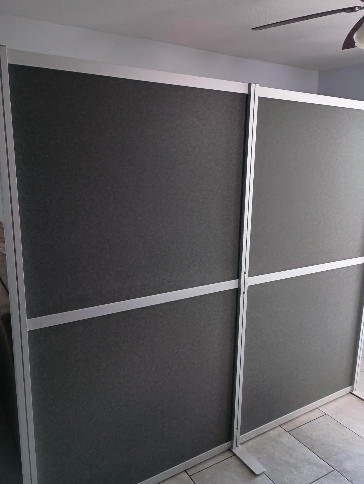VIVO Dark Gray 66 inch High Corner Privacy Panel, PP-MWS63D-L | L-Shape Modular Wall System, 3 PET Panels, Modern Professional Office Cubicle Dividers, Privacy-Screen, Silver Frame customer photo 1