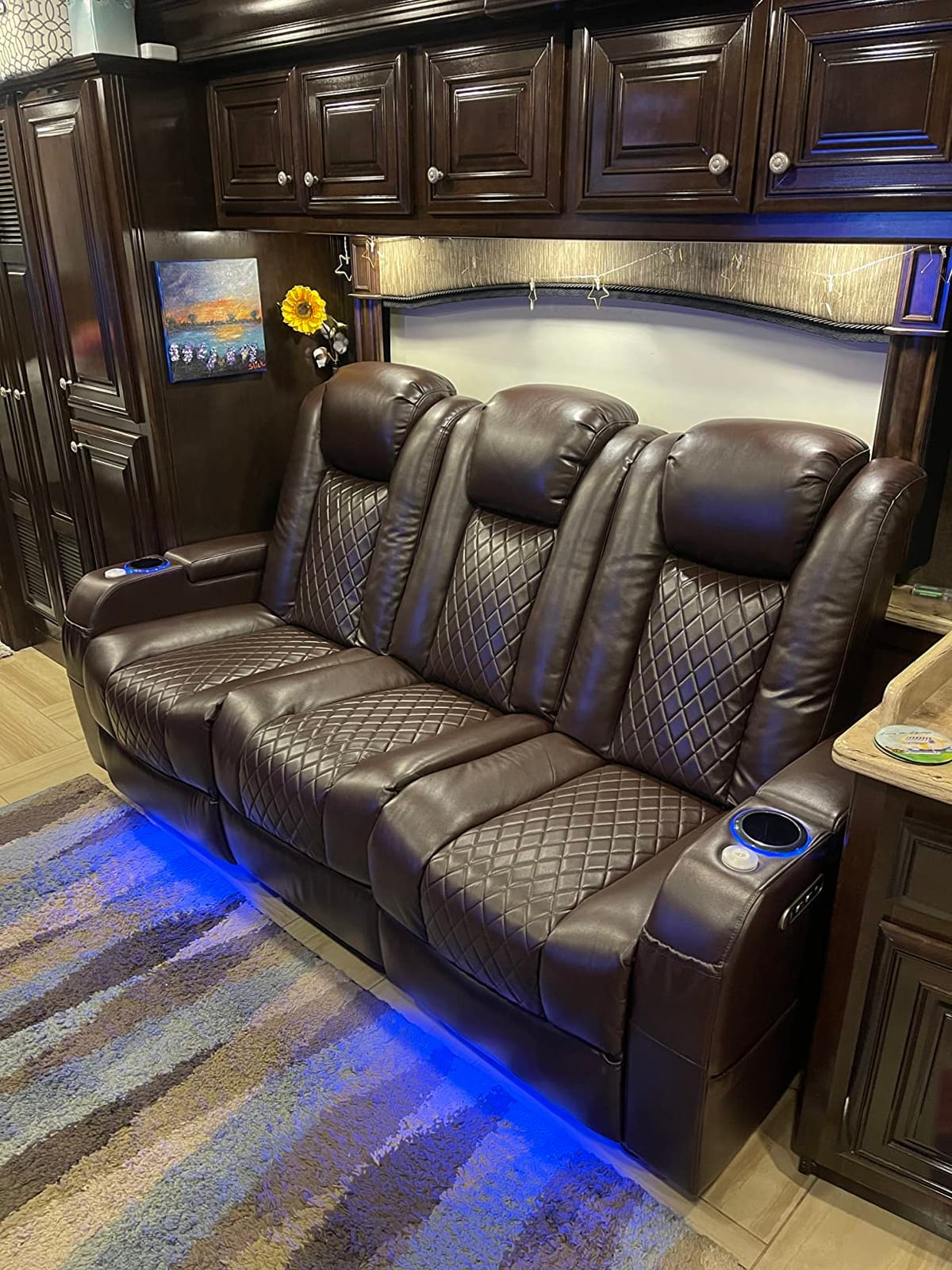 Airadlis Dual Power Home Theater Seating with 7-Color LED, Black, Row of 3 customer photo 1