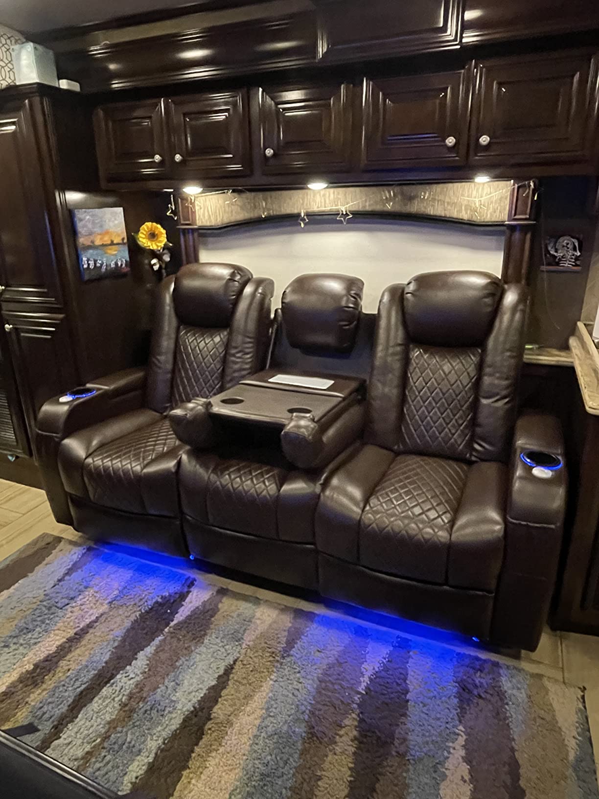 Airadlis Dual Power Home Theater Seating with 7-Color LED, Black, Row of 3 customer photo 2