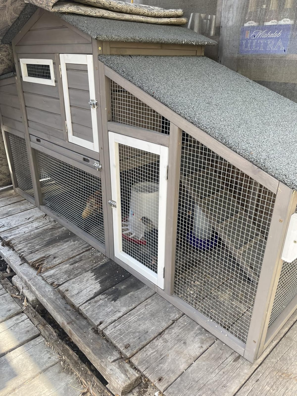 Ketive Large Wooden Chicken Coop with Run and Wheels, Grey | On Wheels, 2 Nesting Box, Pull-Out Tray, For 1-3 Hens, Chicken Coop with Run, Easy Clean Pull-Out Tray, Backyard Use customer photo 1