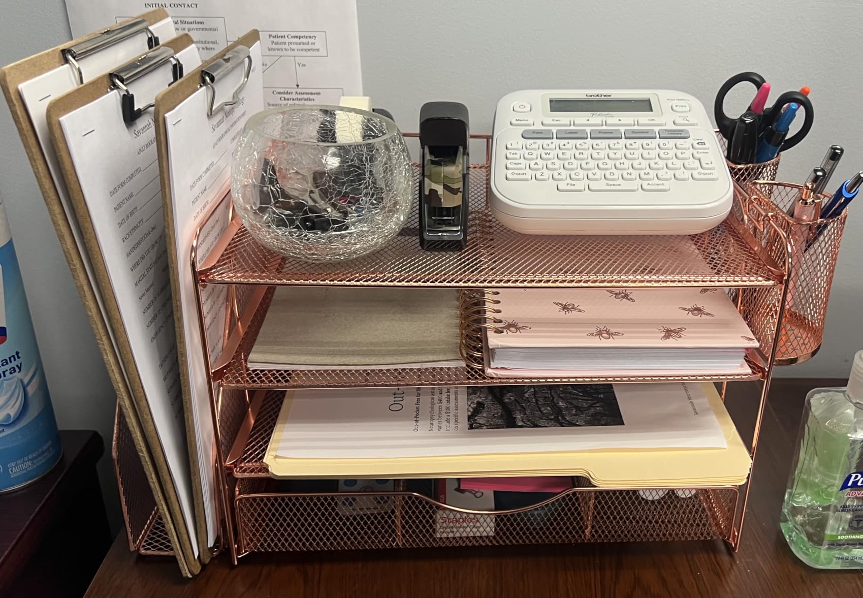 gianotter Desk Organizers and Accessories with File Holder, 4-Tier Desk Accessories & Workspace Organizers with Drawer and 2 Pen Holder, Paper Organizer for Office Supplies (Black) customer photo 2