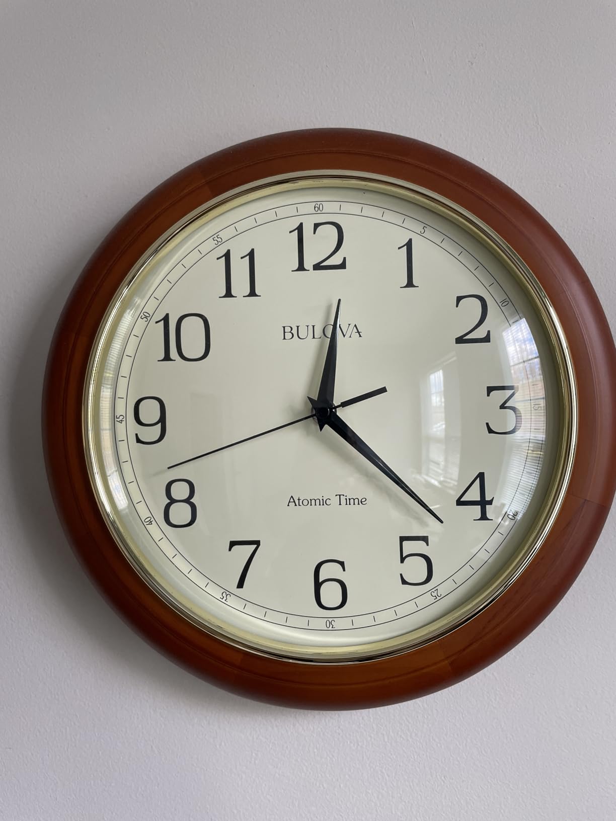 Bulova Atomic Time 2 Analog Wall Clock C5004, 12.4