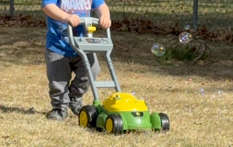 John Deere Bubble Lawn Mower for Toddlers, Bubble Blowing Machines, Indoor and Outdoor Gardening Toy, Birthday, Party Favor for Preschool Girls and Boys, No Batteries Required, 2+ customer photo 2