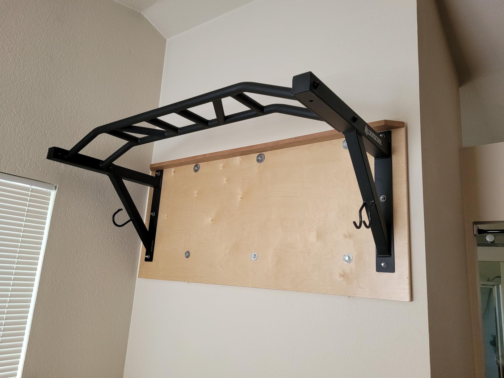 LIONSCOOL Multifunctional Wall Mounted Pull Up Bar with Pulley System, 48