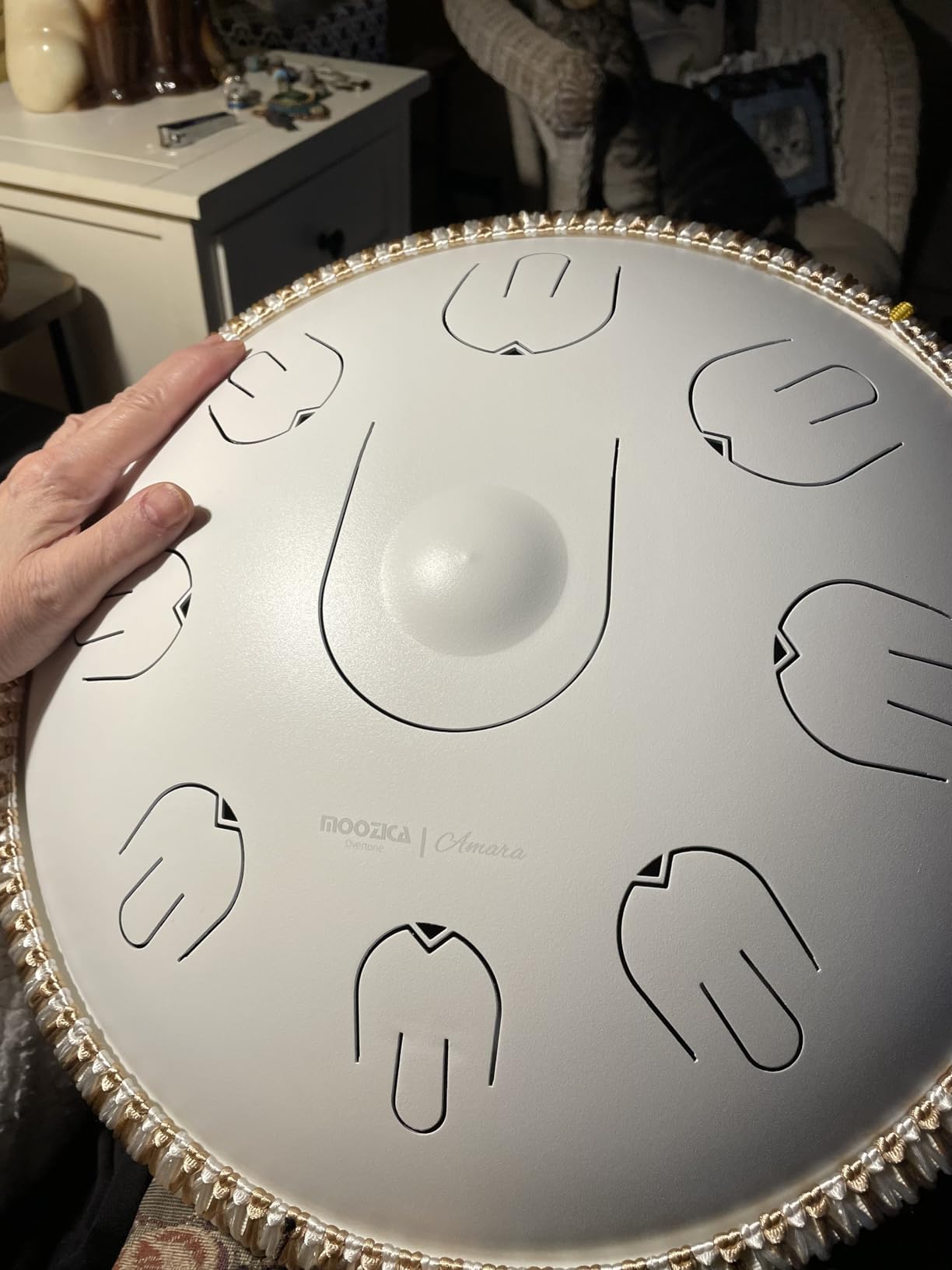 Moozica Steel Handpan Tongue Drum, 14 Inches 17 Notes in D Minor with Octave Overtone Design customer photo 1