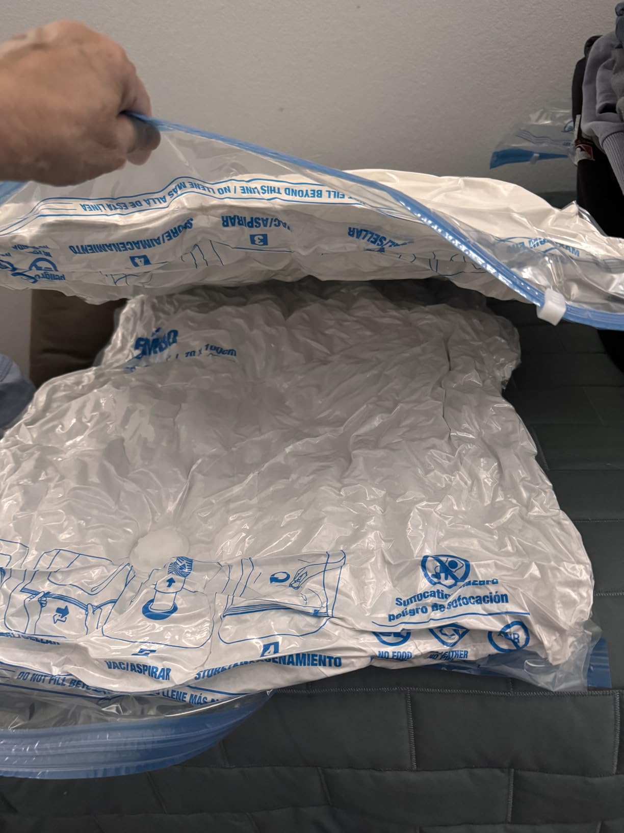 Vacuum Storage Bags, 10 Large Vacuum Seal Bags for Clothing, Extra Large XL, Airtight Triple Seal, Save 80% Space, Hand Pump customer photo 2