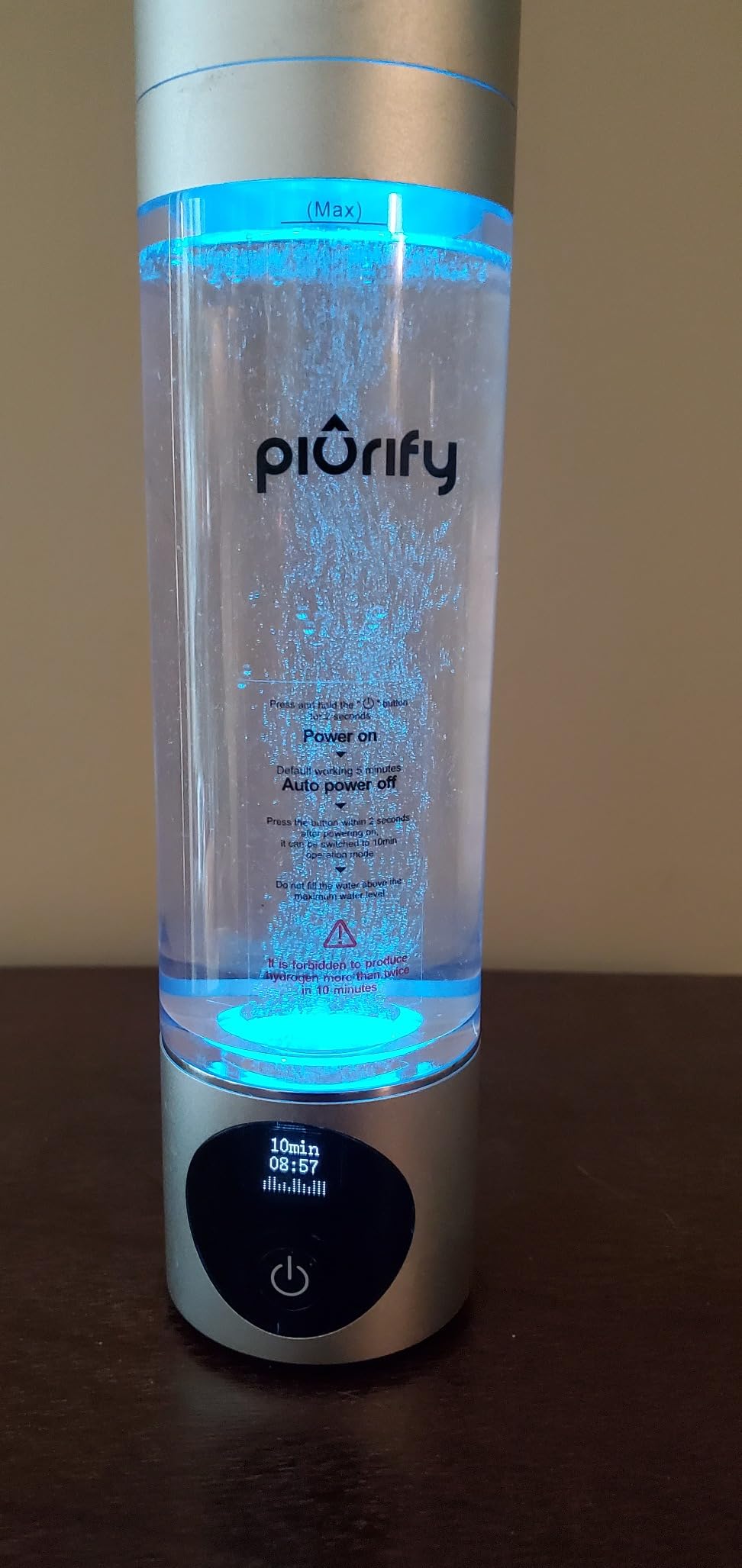 PIURIFY Hydrogen Water Bottle Generator | 6300+ PPB in 3 Cycles | 10 oz | Extended Warranty | USA Certified | SPE/PEM Tech | Portable | Turquoise customer photo 2