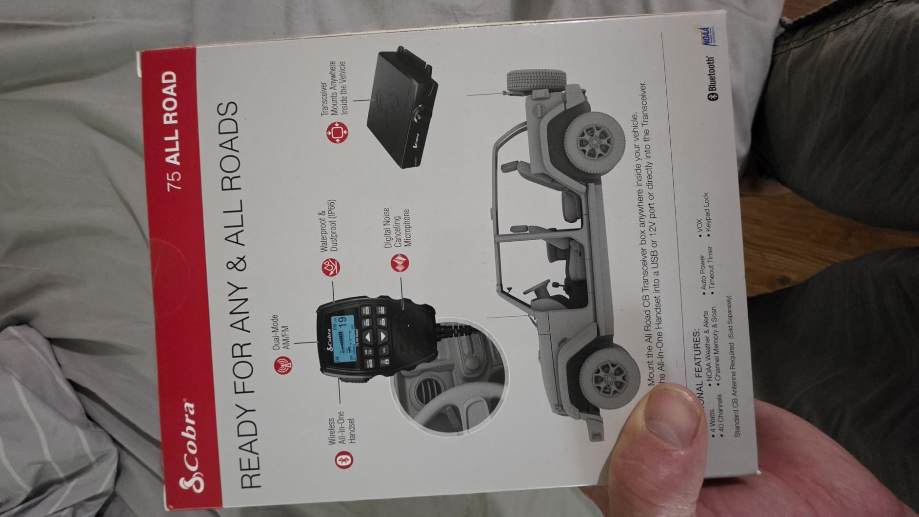Cobra 75 All Road Wireless CB Radio, Dual-Mode AM/FM, Full 40 Channels - Bluetooth Connectivity, Digital Noise Cancellation, Waterproof, Instant Channel 9, 4-Watt Output, Easy to Operate, Black customer photo 2