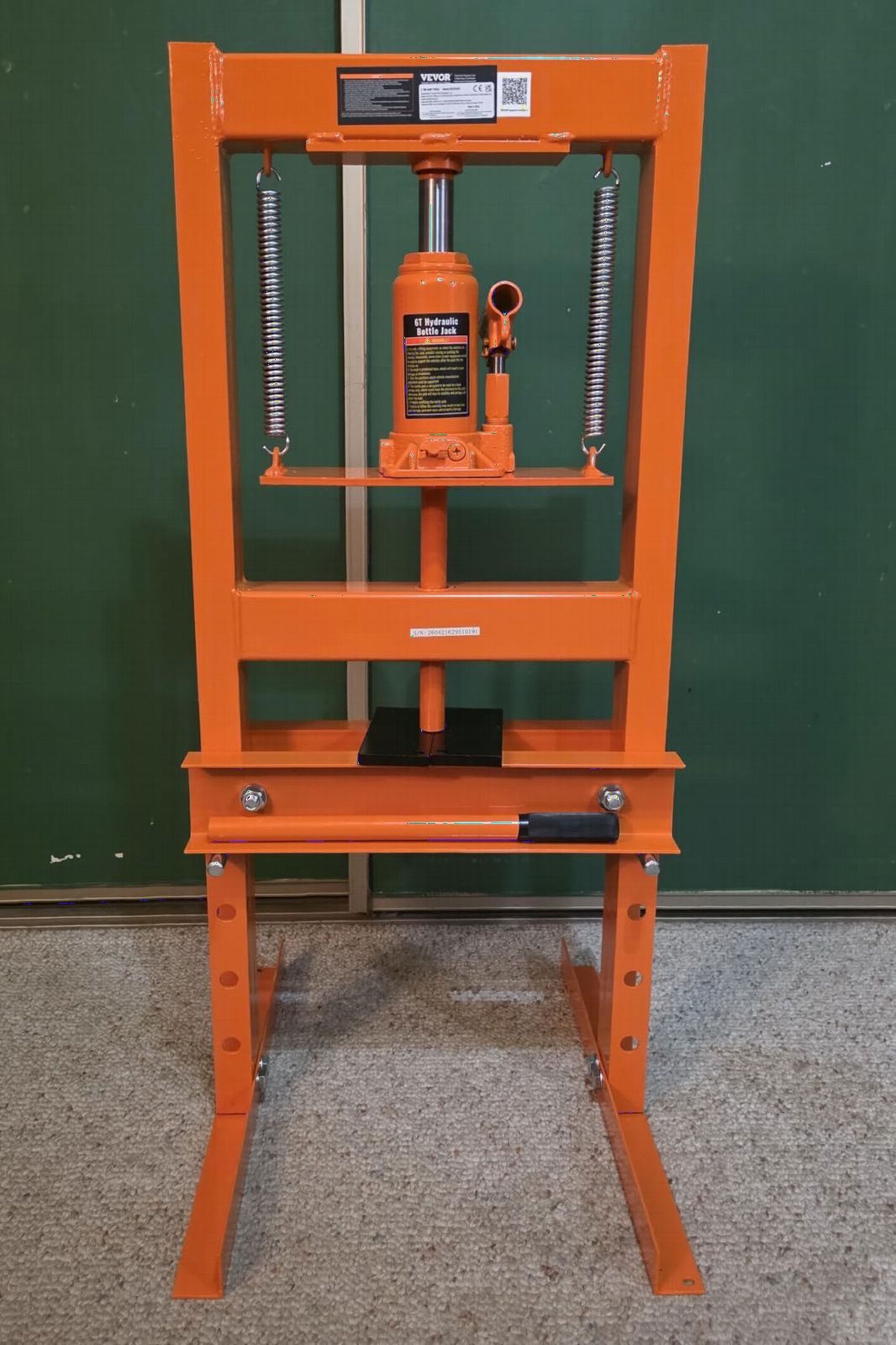 VEVOR Hydraulic 12 Ton H-Frame Garage Floor Adjustable Shop Press | Heavy-Duty Steel, with Movable Plates for Bending, Straightening, and Stamping, 1.6