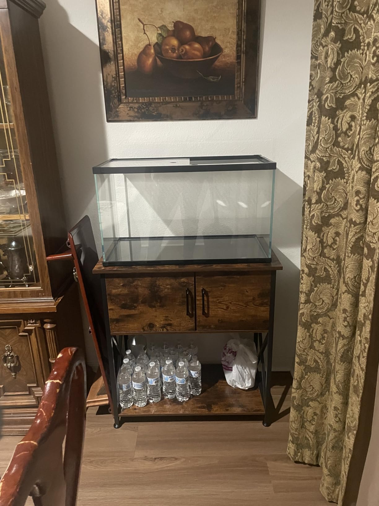 Herture 20-29 Gallon Aquarium Stand Metal Frame Fish Tank Stand with Cabinet Storage, for 20 Gallon Long Aquarium,30.7