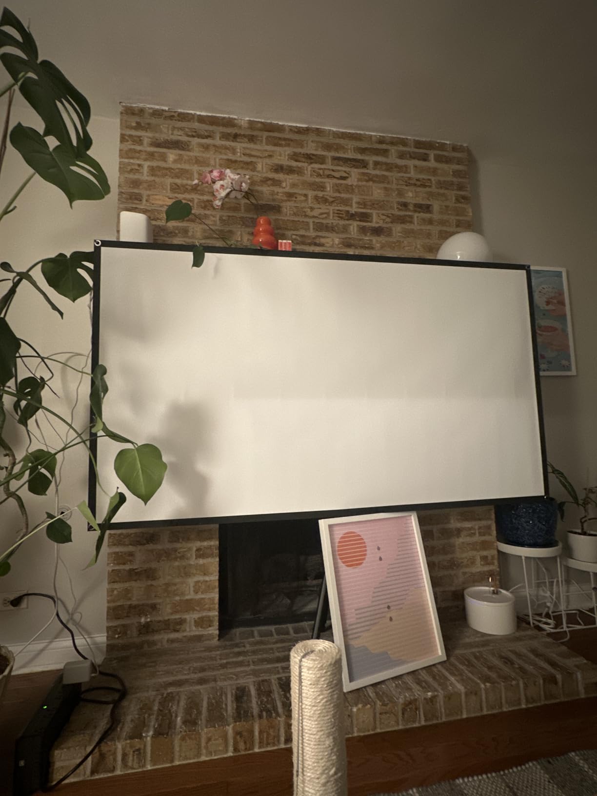 Projector Screen with Stand, 80 Inch Portable Projector Screen Outdoor Indoor, 1.5 Gain ALR Projection Screen, Anti Light, 4K Ultra HD 16:9 Outdoor Movie PVC Screen for Movie Night (Grey Screen) customer photo 2
