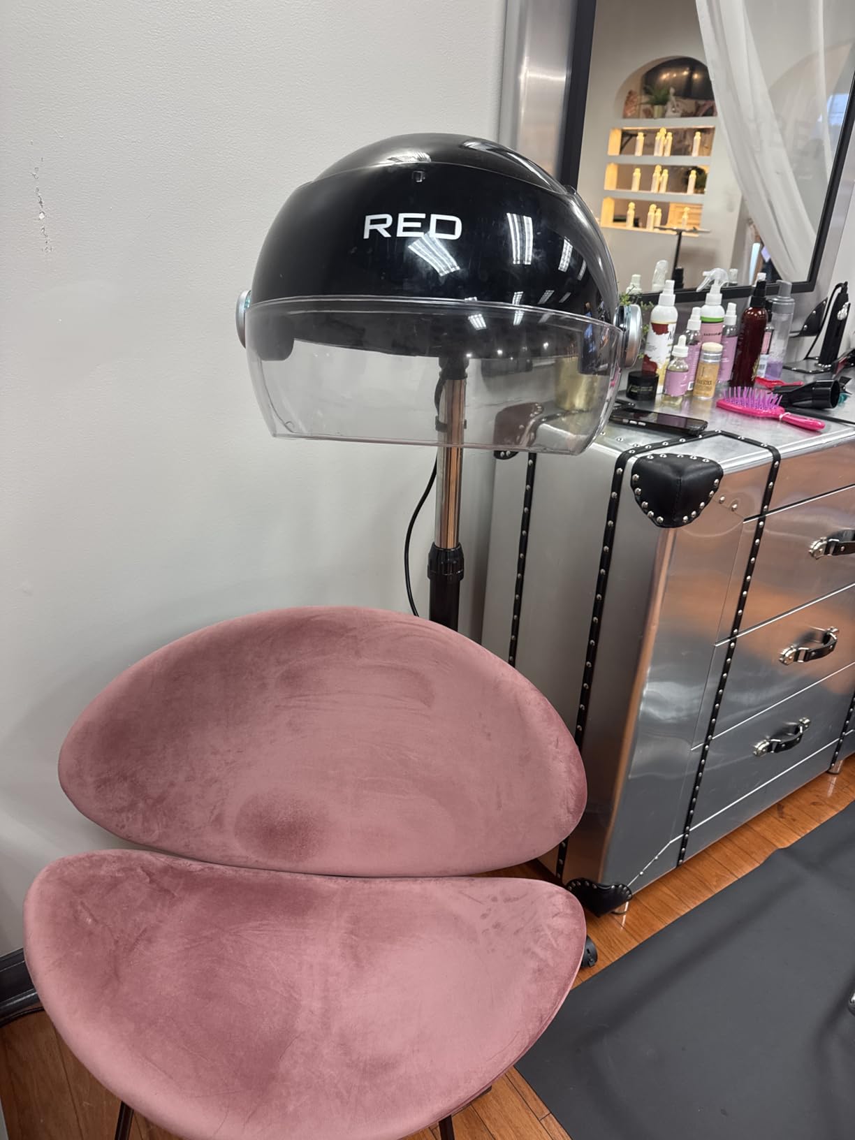 3000 Ceramic Stand Hood Dryer with Digital Timer, Adjustable Height, 360 Degrees Wheels, 3 Temp Settings, Quick Drying, Comfortable Hood, Ideal for Home & Salon Use customer photo 2