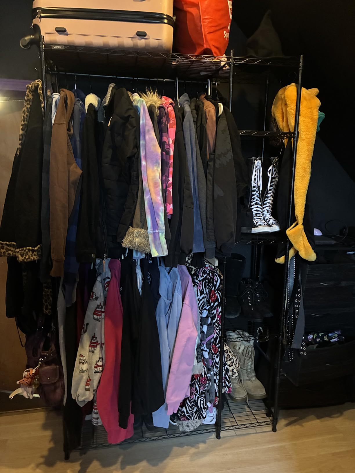 VIPEK V7 Clothes Rack with Shelves Heavy Duty Closet for Hanging Clothes, 5 Tiers Adjustable Wire Shelving, Double Hanging Rods, 670lbs Metal Closet System, Space-Saving Storage for Home, Black customer photo 1