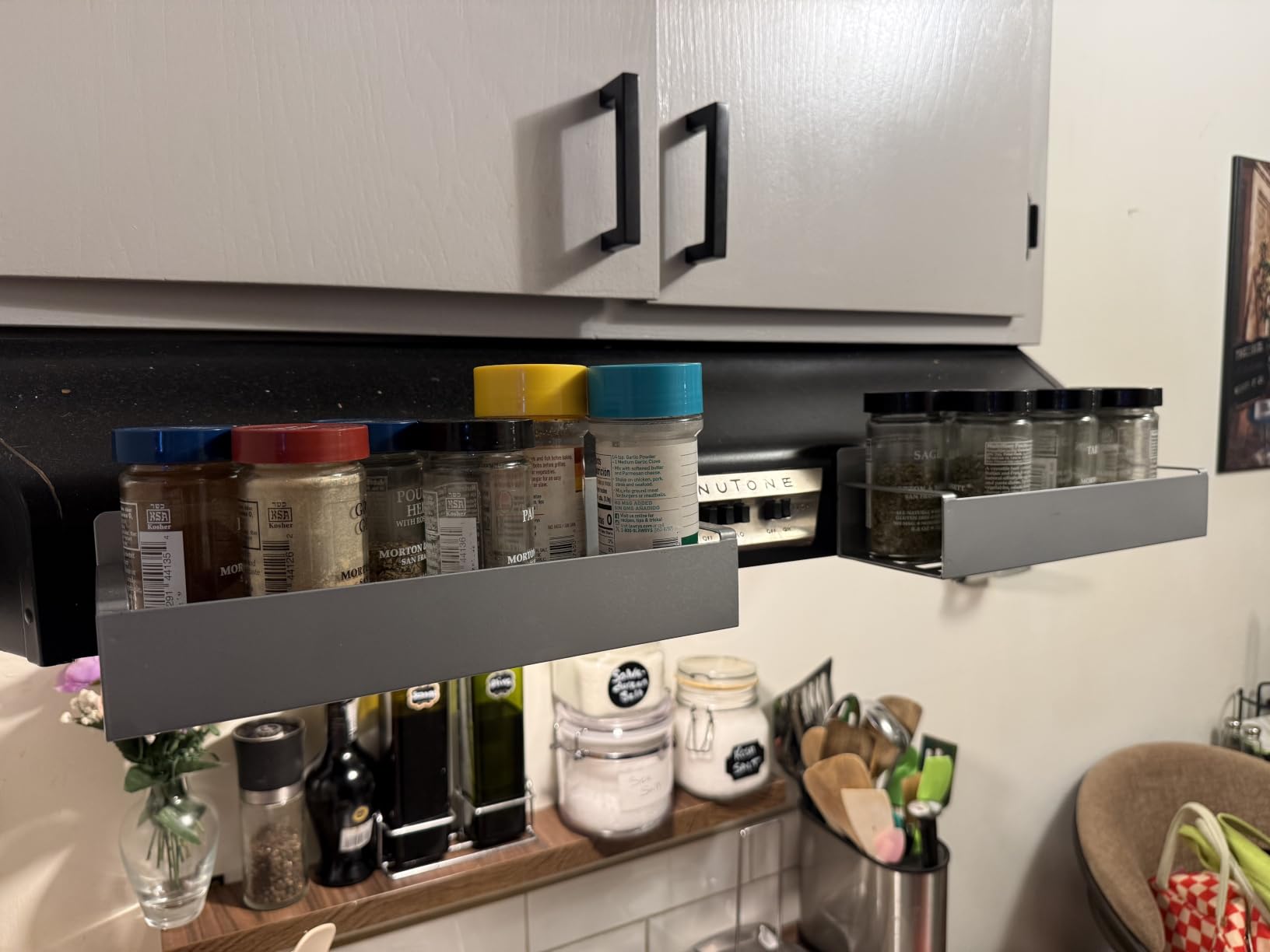 HuggieGems Metal Magnetic Spice Rack for Refrigerator Black, 4 Pack | Magnetic Shelves Heavy Duty for Fridge in Kitchen, Seasoning Storage Organizer, For Oven Washer and Dryer, For Heavier Items customer photo 1