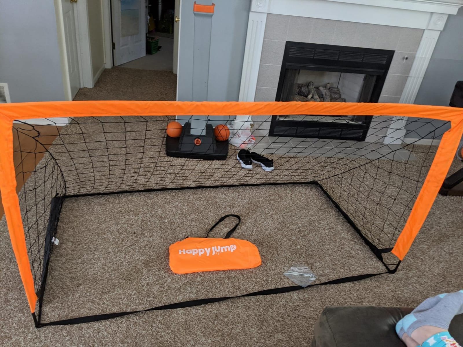 Happy Jump 7x5' & 5x3.6' Portable Soccer Goals for Kids Ages 6-14, Weatherproof Net and Steel Frame for Backyard Fun and Outdoor Training, Quick Setup and Sturdy for All Weather Conditions customer photo 1