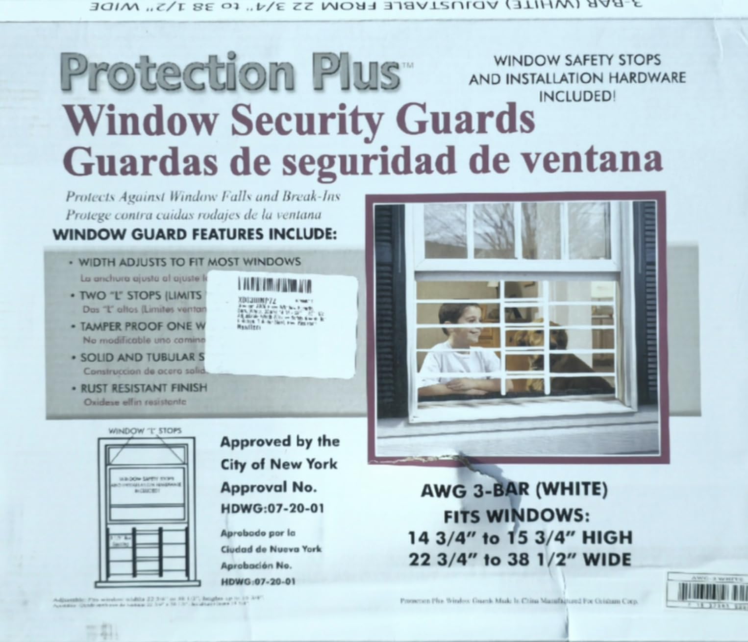Grisham AWG Fixed Window Security Bars, (Black, 3Bars) 14 3/4