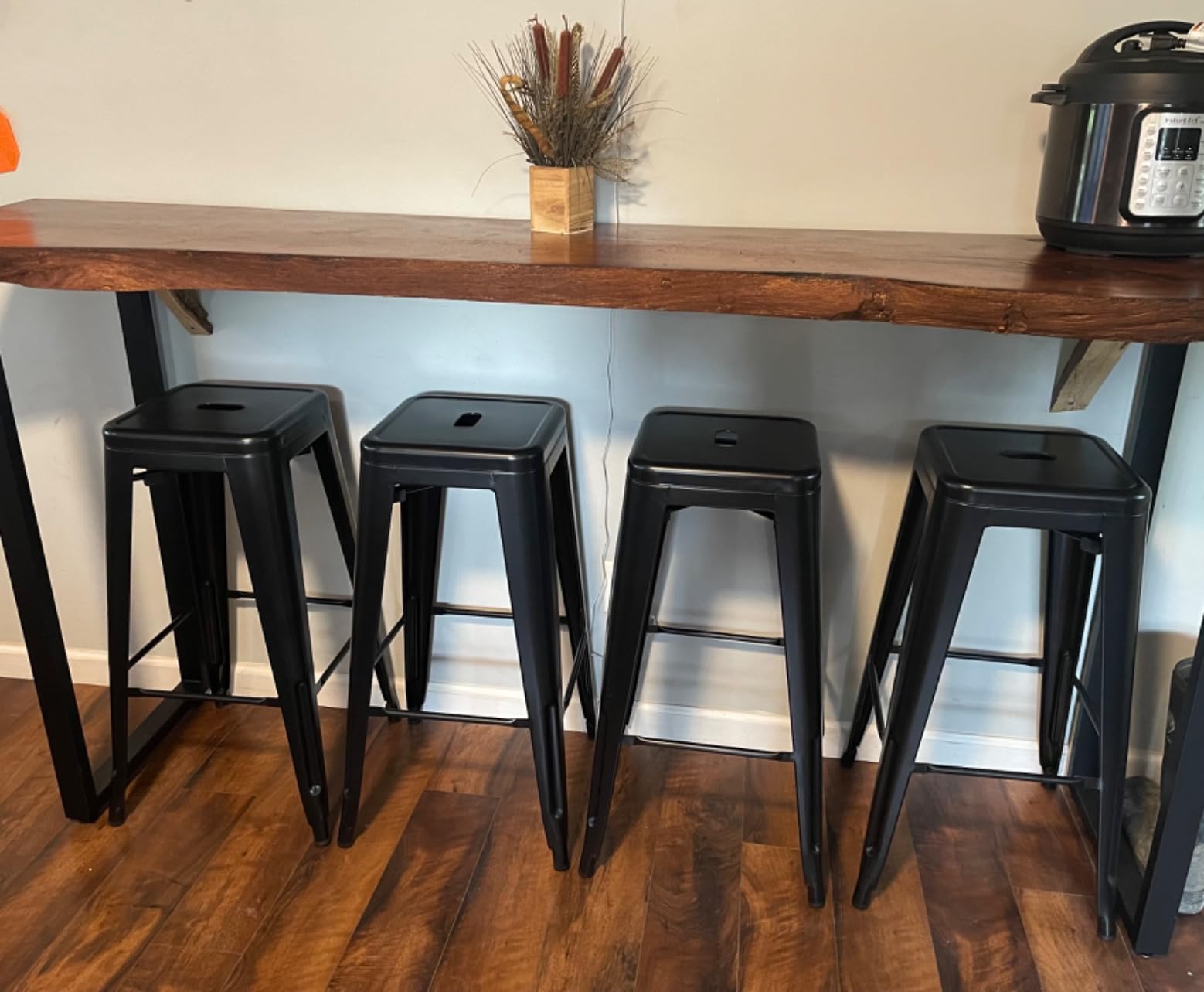 Furmax 30 Inch Metal Bar Stools Set of 4, Counter Height Stools, Industrial Bar Chairs Patio Stool Stackable Stool for Kitchen/Dining Room/Indoor Outdoor (Dark Black, 30'' Backless) customer photo 2