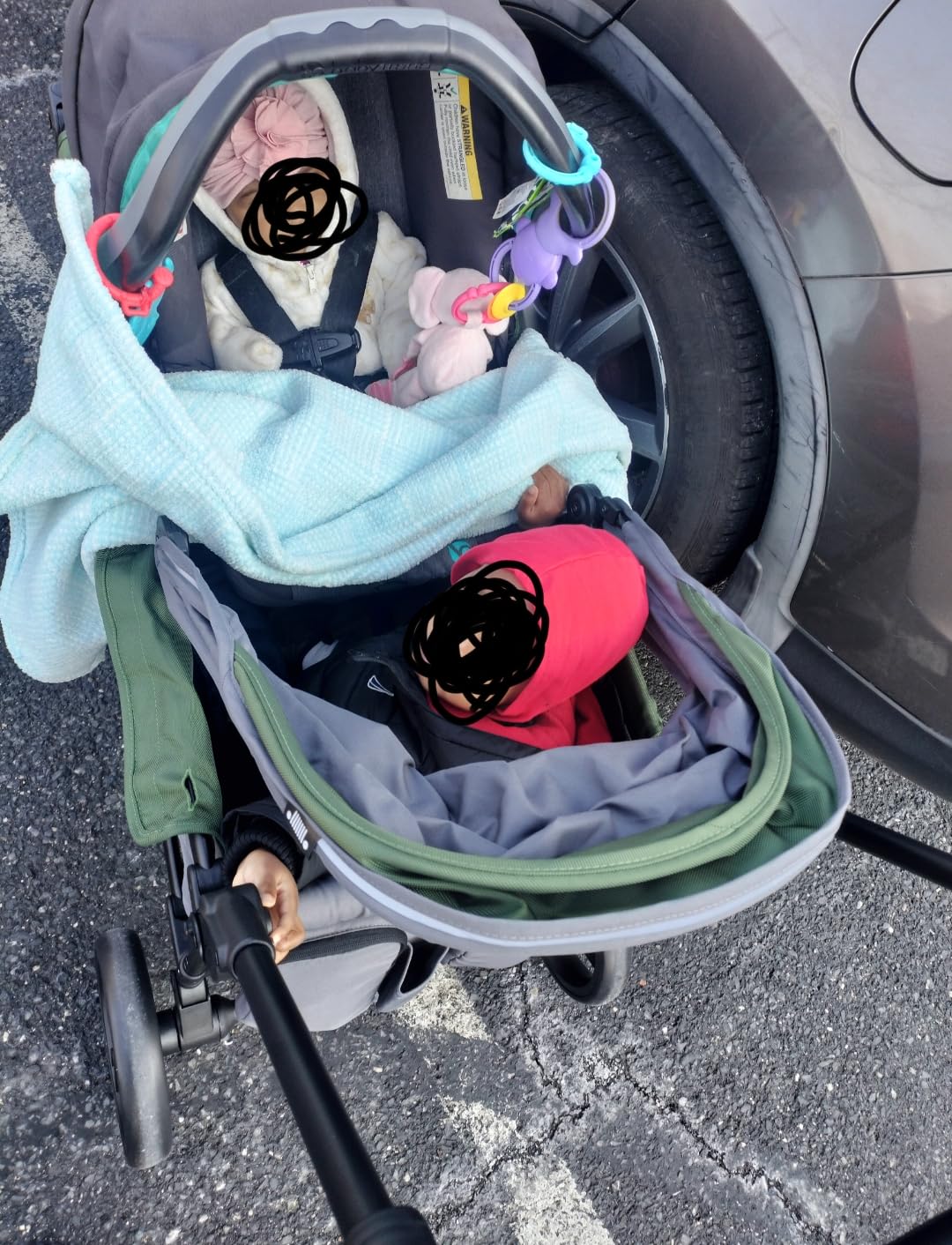Jeep Sport All-Terrain Stroller Wagon by Delta Children - Includes Canopy, Parent Organizer, Adjustable Handlebar, Snack Tray & Cup Holders, Grey/Olive Green customer photo 2