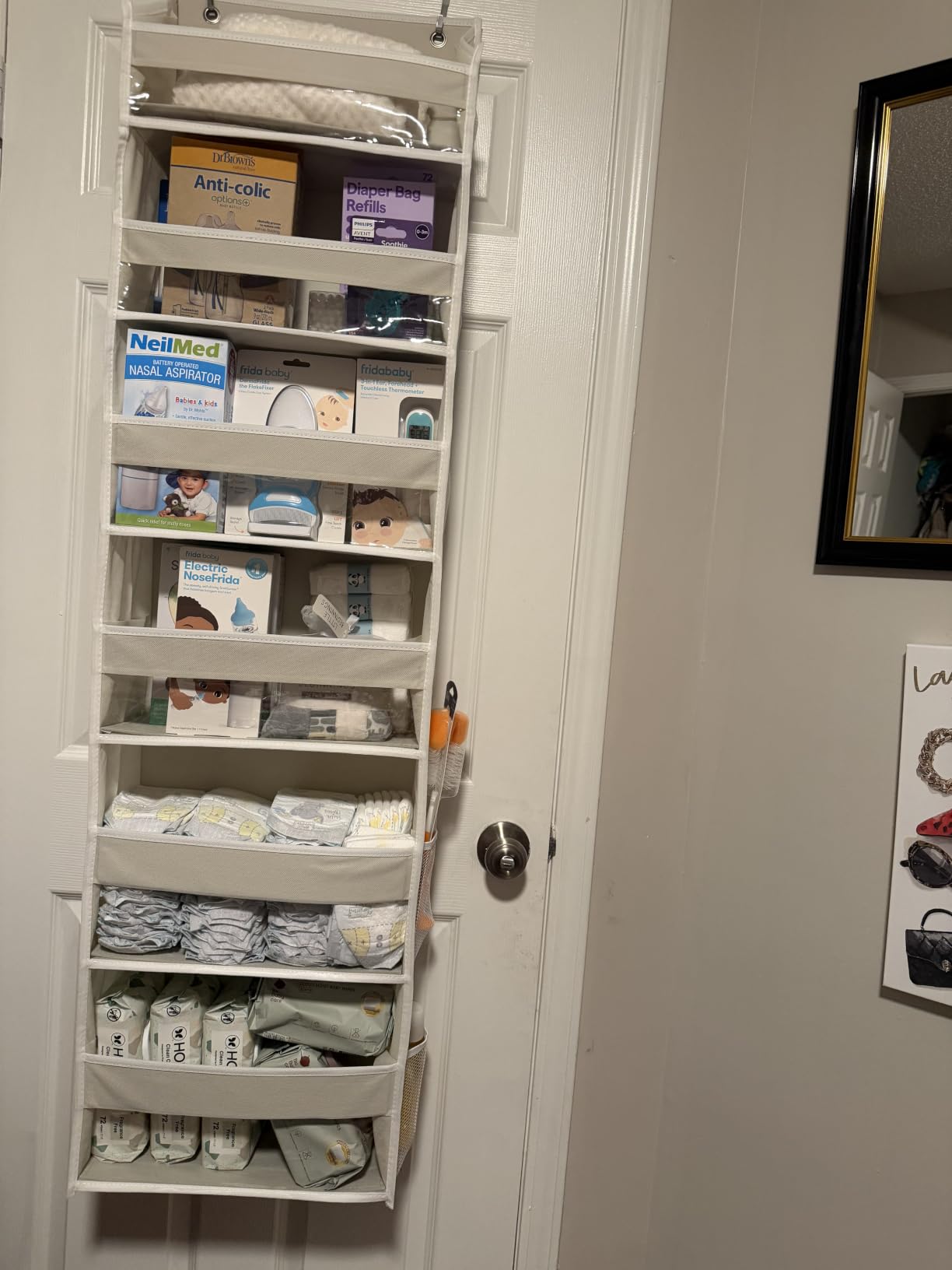 HOMELUX THEORY Over the Door Organizer, 6-Tier, 100D Fabric, Ivory 1pc | Over the door shoe organizer, 50 lbs capacity, 12 side mesh pockets, 100D extra thick fabric, Closet & entryway storage customer photo 2
