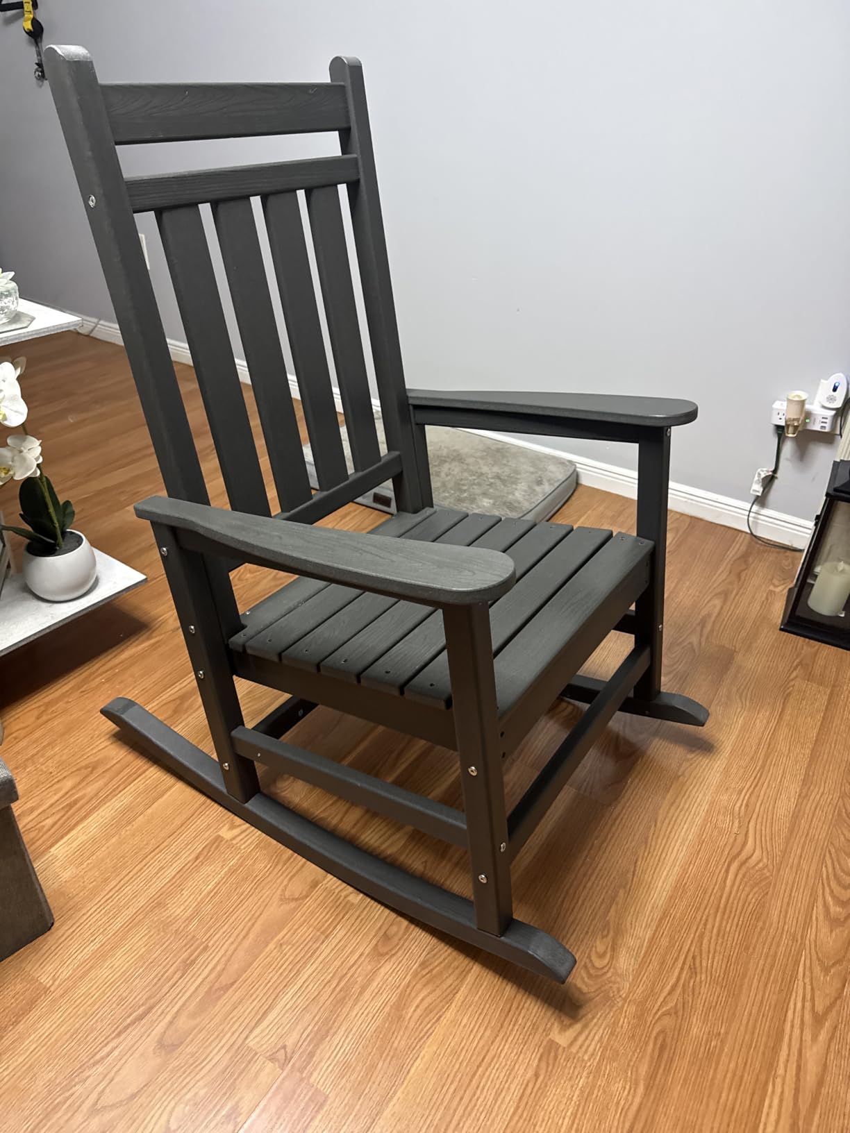 SERWALL Outdoor Rocking Chair Set of 2, HDPE Rocking Chairs for Adult, Black customer photo 1