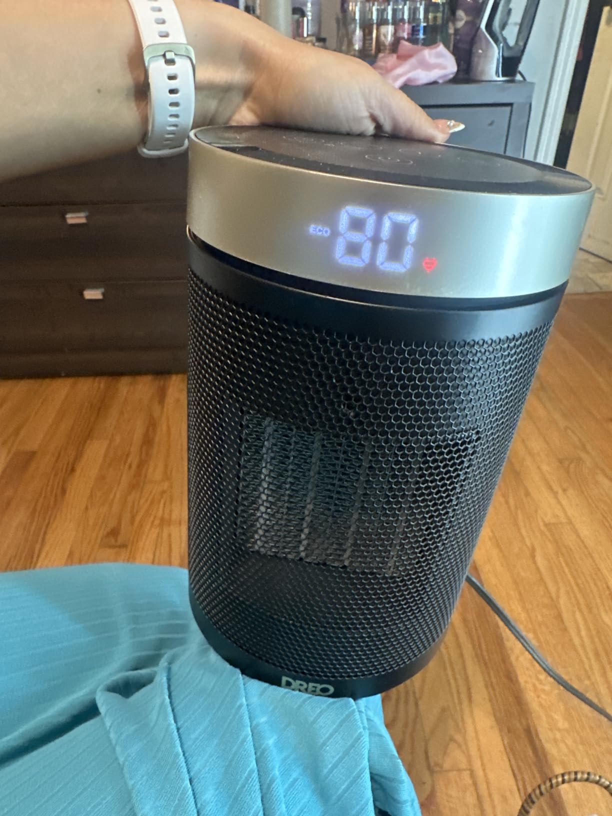 DREO Space Heater, Portable Electric Heaters for Indoor Use with Remote | Adjustable Thermostat, 12H Timer, 5 Mode, 1500W PTC Ceramic Fast Safety Heat for Office Bedroom Home, 34dB Quiet, White customer photo 1