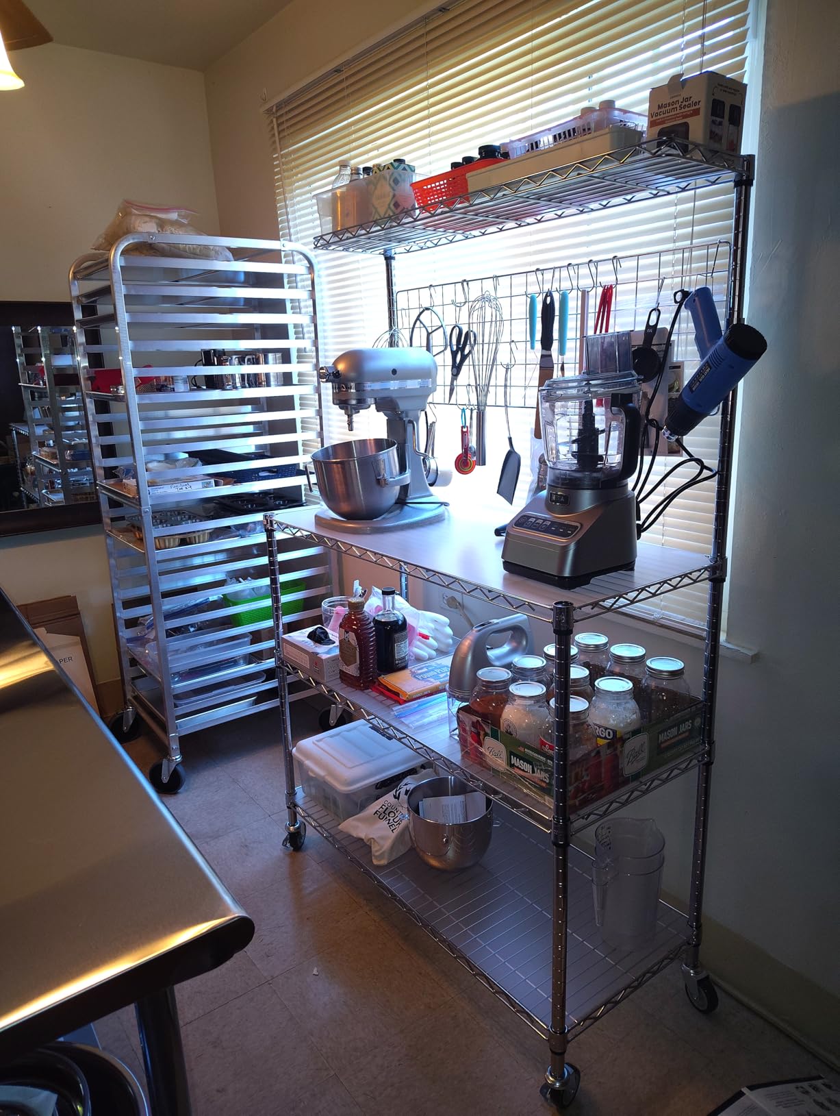 Bakers Rack with Storage & Wheels, 42In Microwave Stand Kitchen Shelves | 4-Tier Heavy Duty Storage Rack with 20 S-Hooks, Commercial Metal Utility Kitchen Cart, 42 x 18 x 63 Inch, Chrome customer photo 2