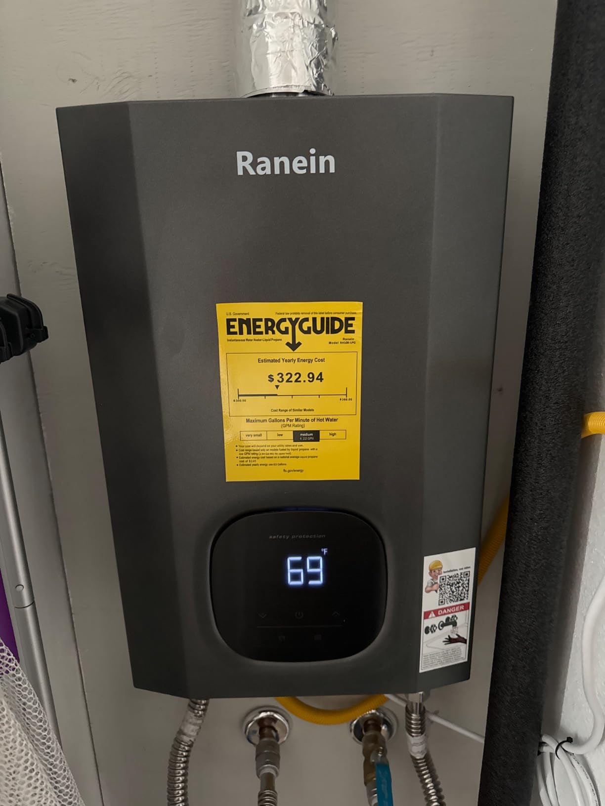Ranein Propane Gas Tankless Water Heater Indoor, 4.3 GPM, 100,000 BTU customer photo 1