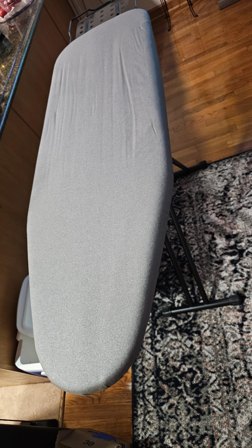 Jakeefud Deluxe Ironing Board with Heat Resistant Cover and Thicken Felt Pad, Heavy Sturdy Legs, Full Size Hanger Iron Board, Foldable (L-Grey) customer photo 2