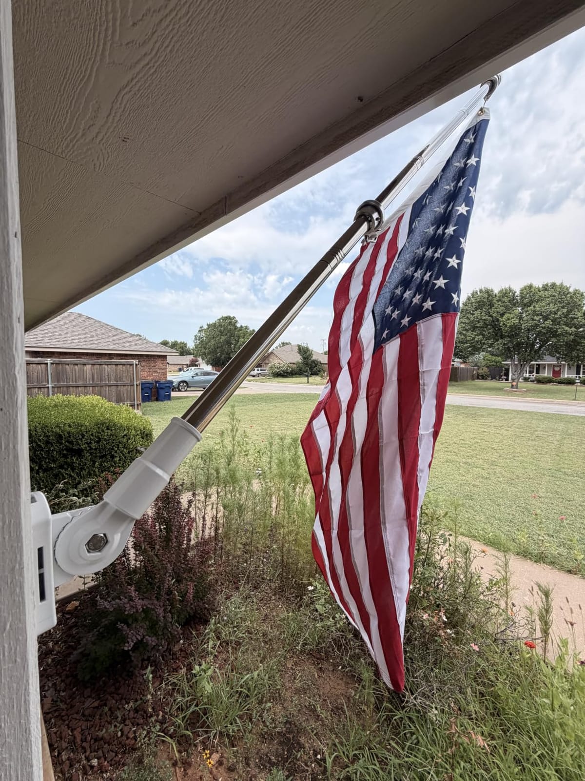 Heavy Duty Stainless Steel Flag Pole Kit - 180° Adjustable Bracket | 6 FT Ultra-Thick Flagpole, 360° Tangle-Free Bearing Rings, Stainless Steel Clips, Rustproof for Residential Commercial,Silver customer photo 2