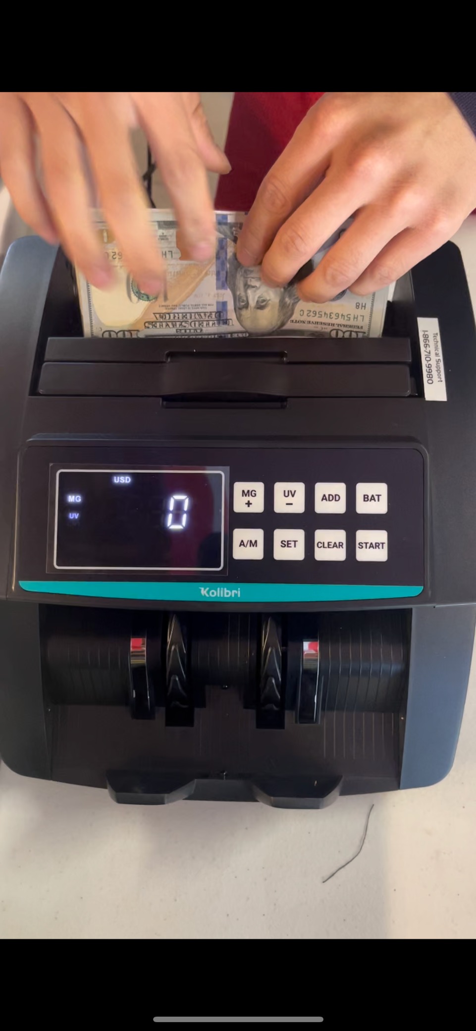 KOLIBRI Money Counter Machine I 4.5 TFT Display I Business Grade I Advanced IR/UV/MG/MT/DD/HLF Detection I Mixed Denomination (USD) I 1,200 Notes/Min I 3-Year Warranty I KBR-1500 V2 customer photo 2