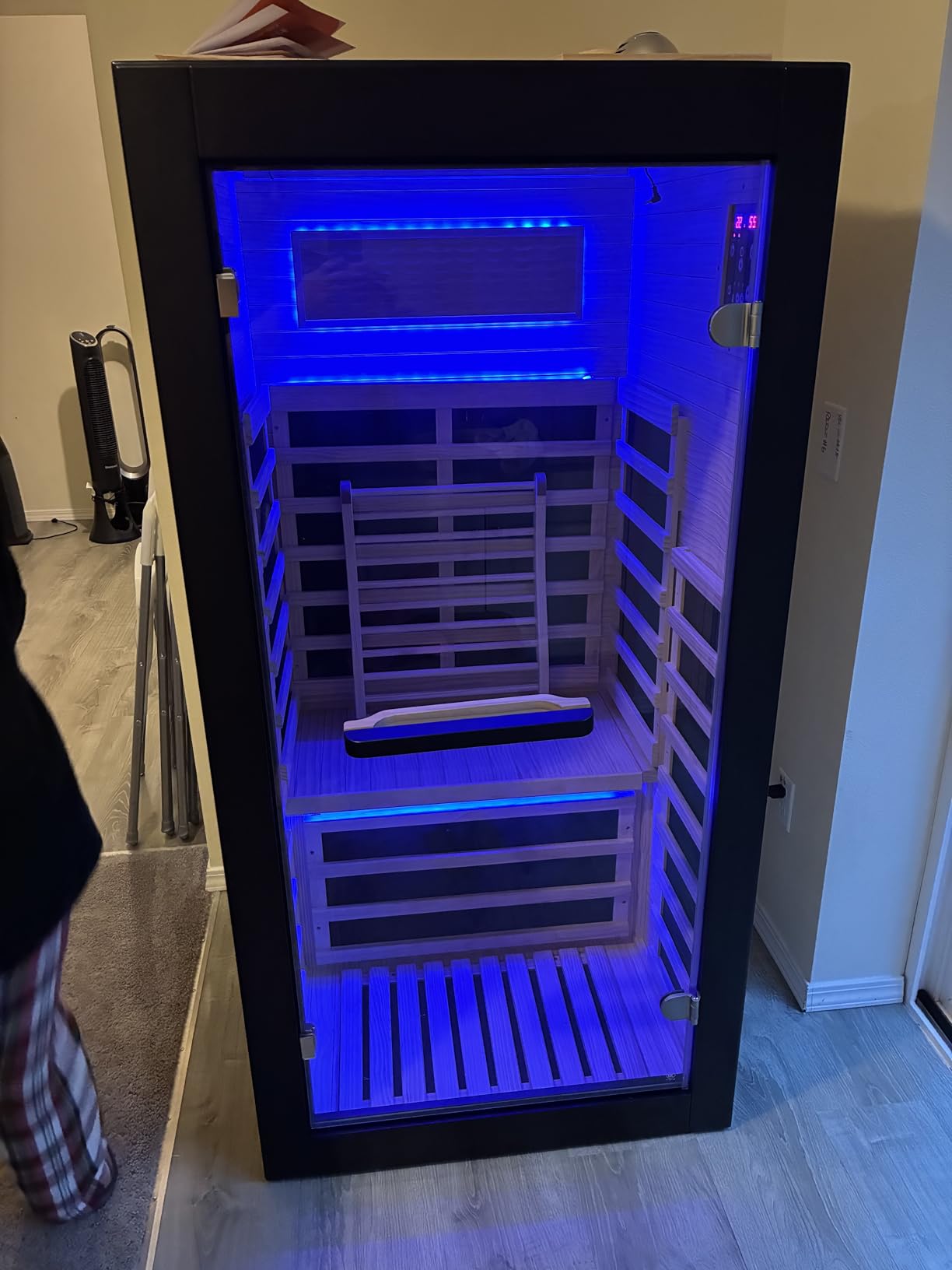 OUTEXER Outdoor Sauna 2 Person Sauna Infrared Saunas with Red Light Therapy | Dry Sauna Room 2080W Red Cedar and Canadian Fir Wood Wooden Sauna Spa 48.8*38.19*81.89inch customer photo 2