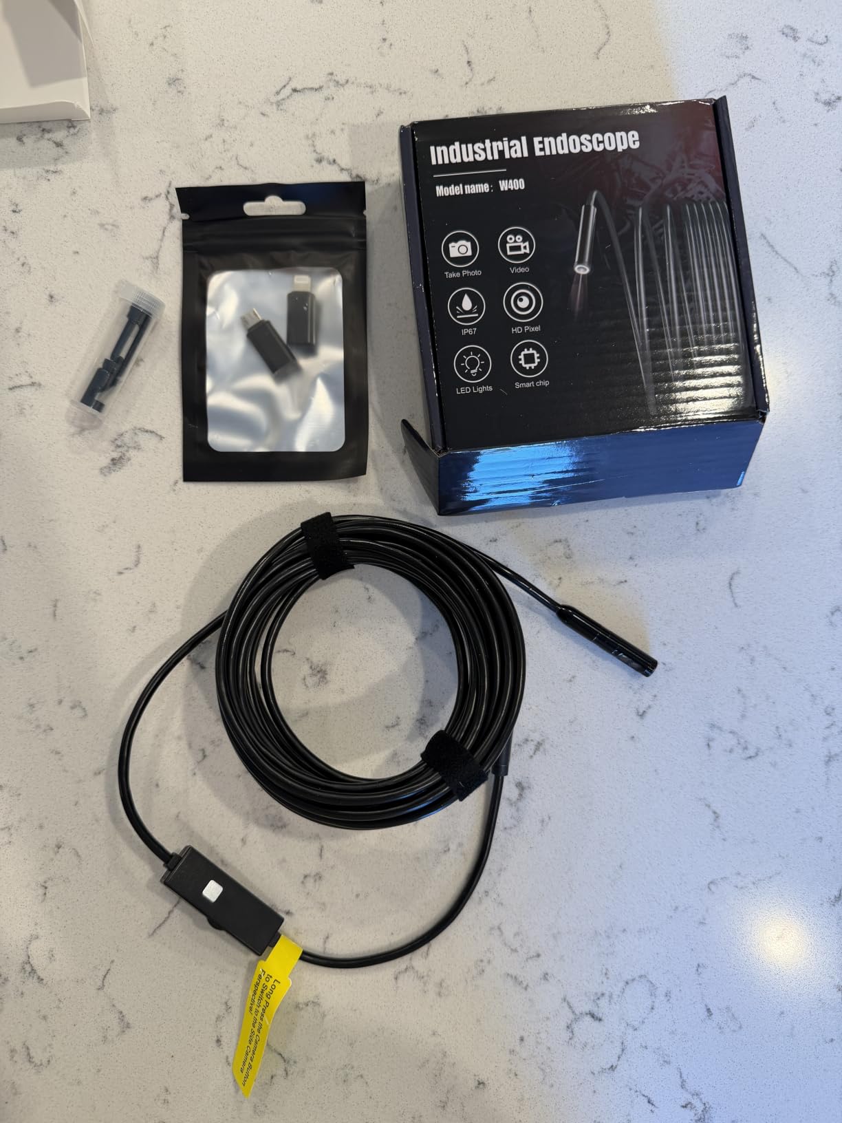 Endoscope Camera with Light, 1920P HD Borescope Tools with 8 Adjustable LED Lights, Endoscope with Semi-Rigid Snake Camera, IP67 Waterproof Inspection Borescope for iOS and Android - 16.4ft Dual-Lens customer photo 1